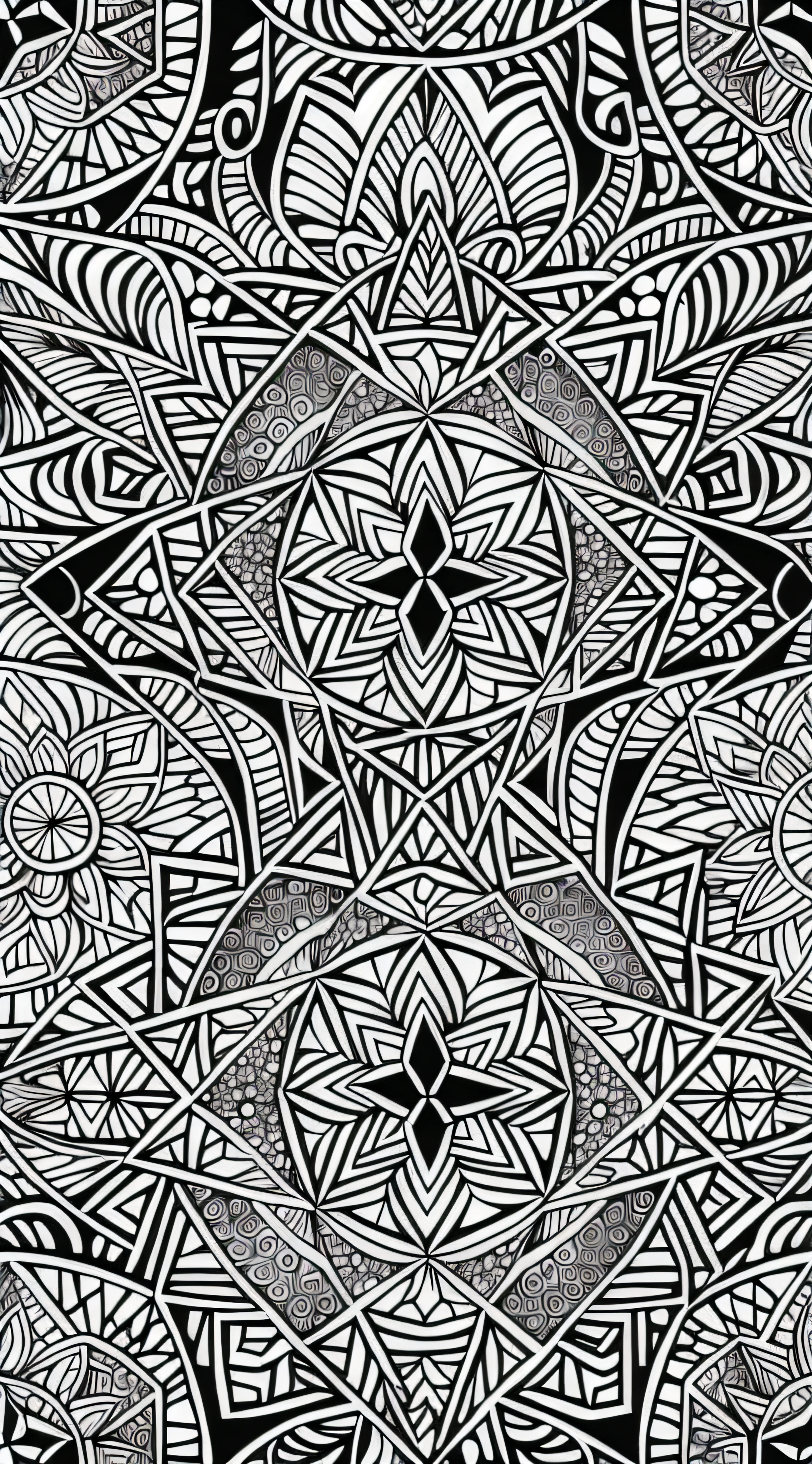 Coloring book for adults, Connected lines, symmetry, dog, dog, dog head, cutty dog, facing forward, black and white, thick line work, great patterns, negative space, thick pattern, no black background, Beautiful forest pattern background, drawing, no part colored, Mandala effect, Mandala, stylized ink thin line art, vector, Adobe Illustrator, ...eps, African pattern, --style "Inspired by Johanna Basford", --artistic_level "High", --book "Secret Books", create_ai_coloring_book, --ar 16:9 --upbeta --s 750