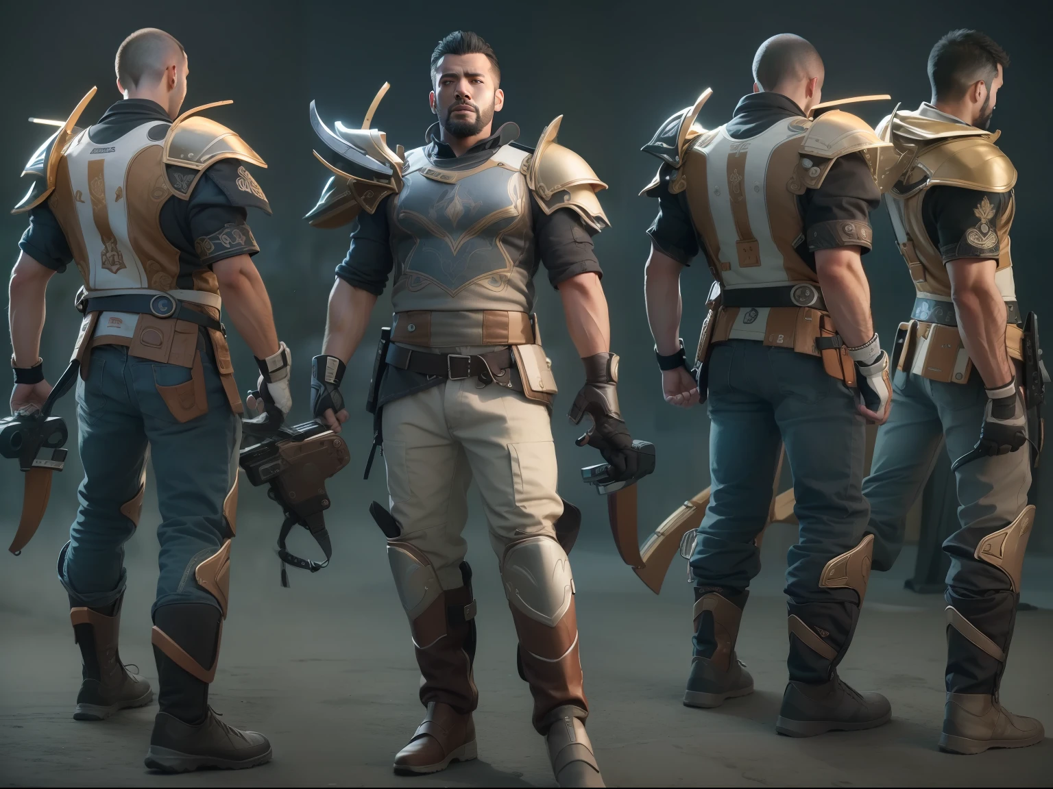 (High-quality masterpiece men's fully equipped CG Unity 8K game CG majestic stance)