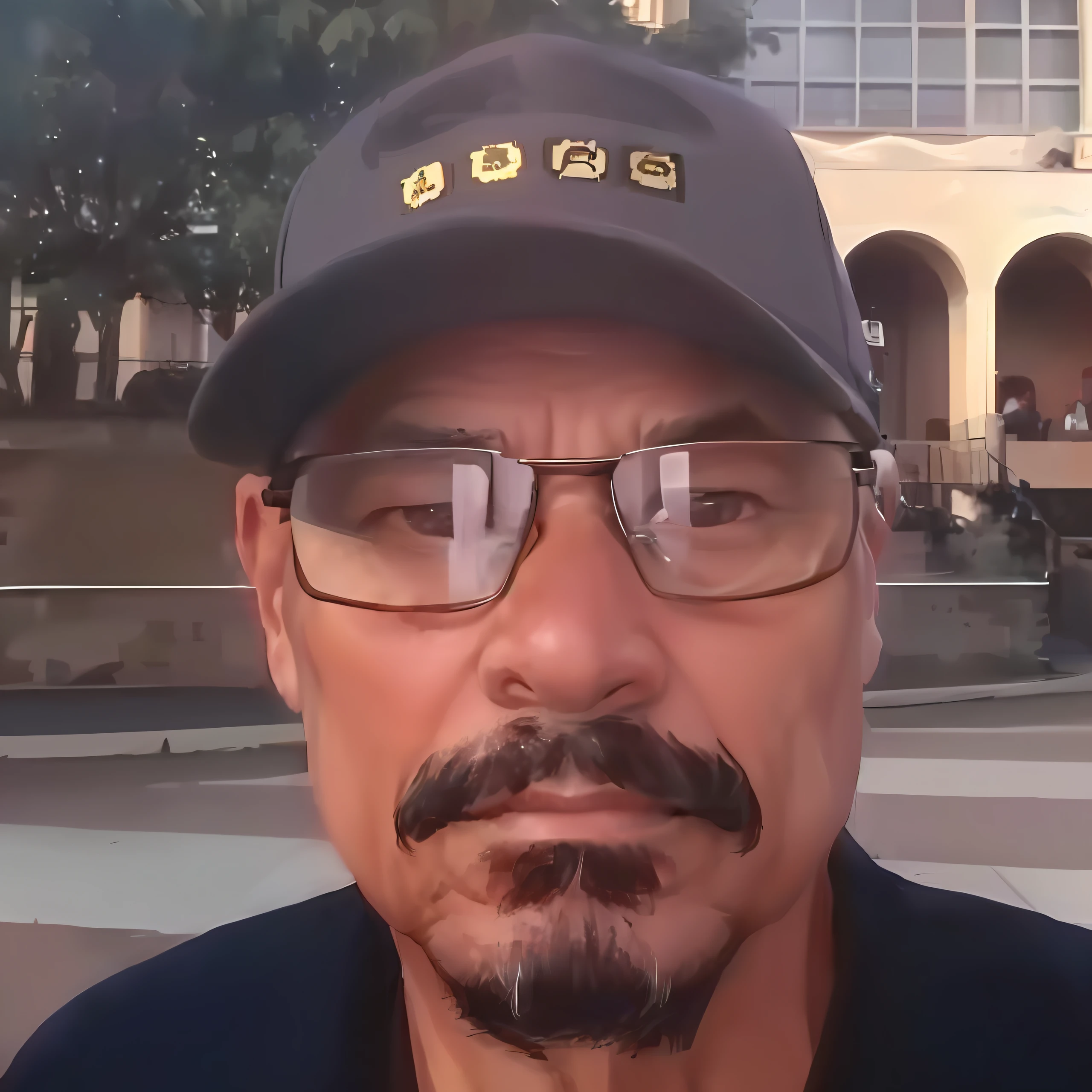 Elderly man with mustache and glasses wearing hat, taken in the early 2020s, with glasses and goatee, 38 anos, cerca de 3 5 anos, 3 6 anos, (38 anos), foto de perfil, cavanhaque, 3 5 anos, Homens de 45 anos, 35 anos