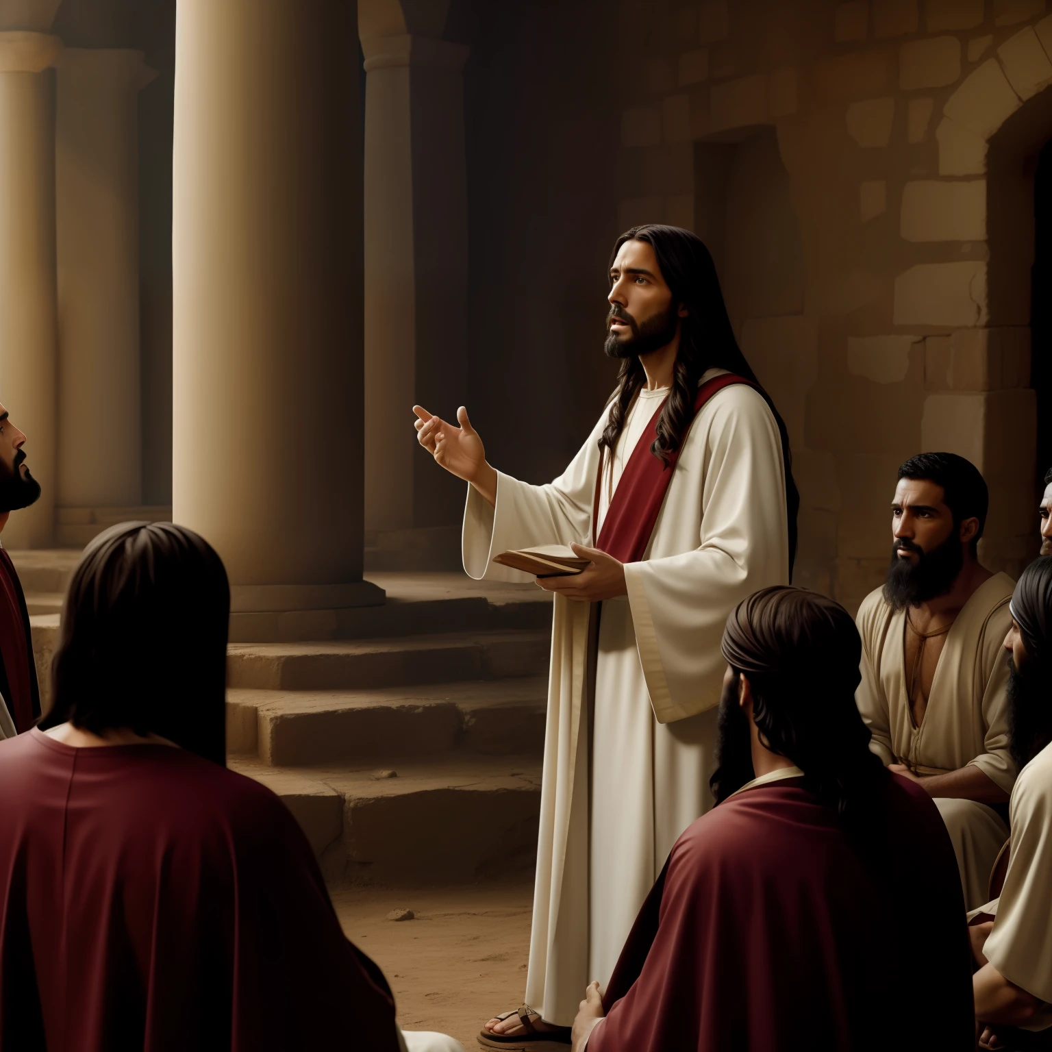 Jesus of Nazareth speaking parables to his disciples