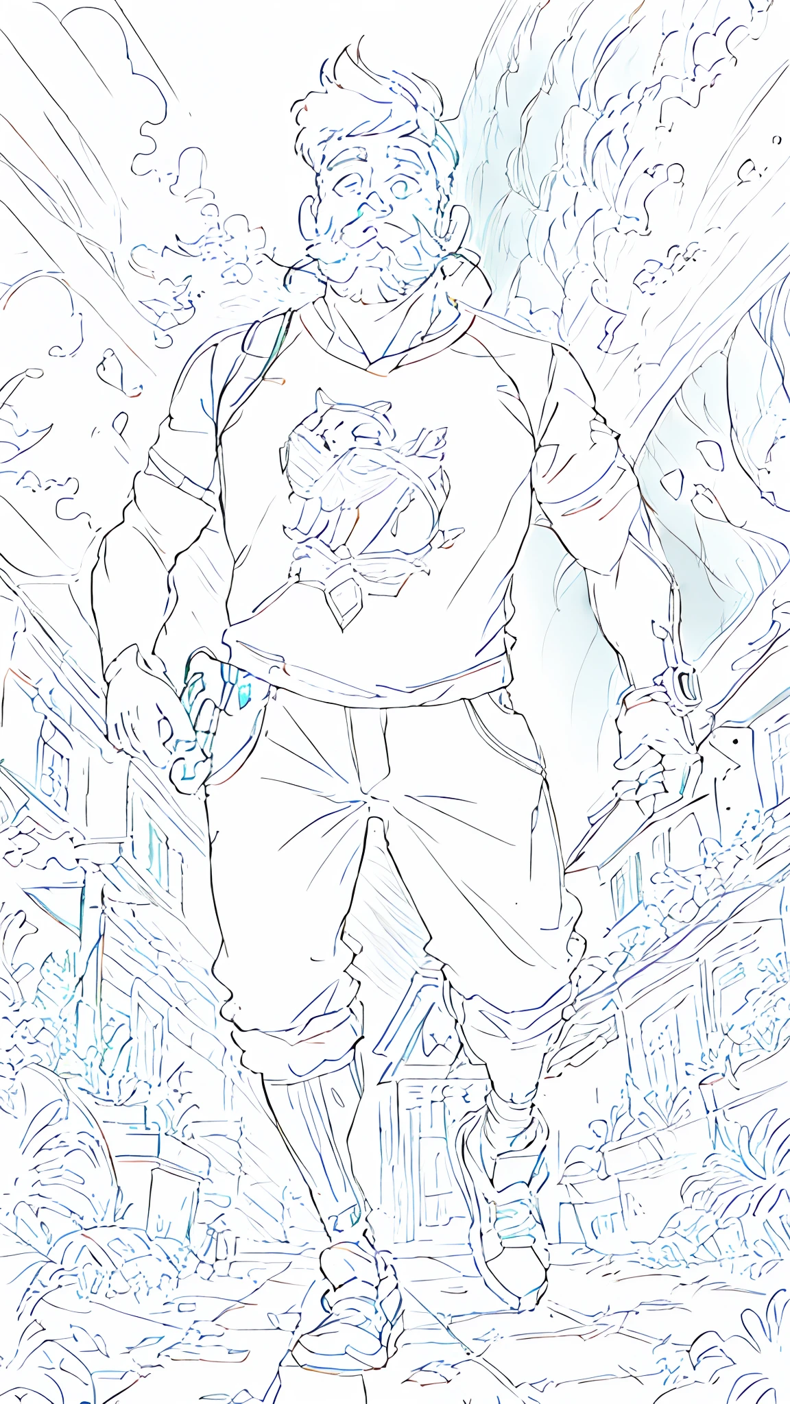 create sketch of man walking , arte linear , sem pintura