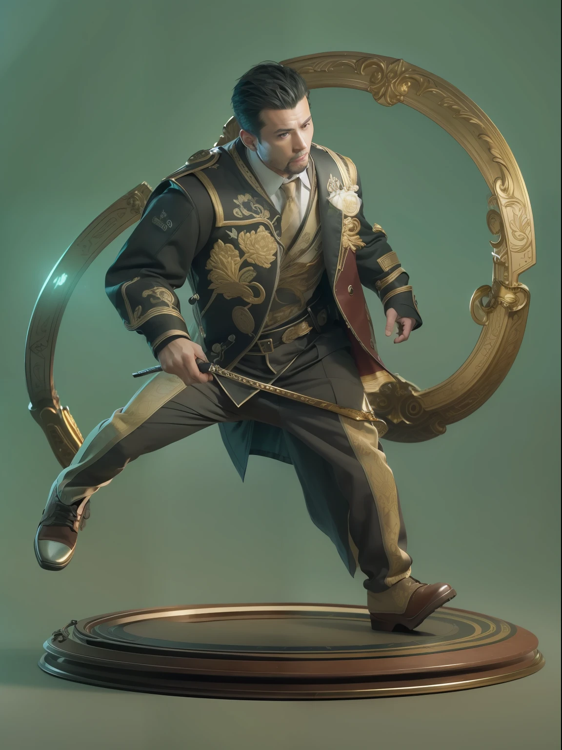 (High-quality masterpiece men's fully equipped CG Unity 8K game CG majestic stance)