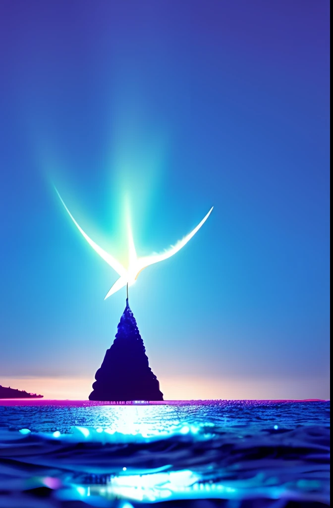Bioluminescent bird in water, vagalumes, 4k, cores vintage