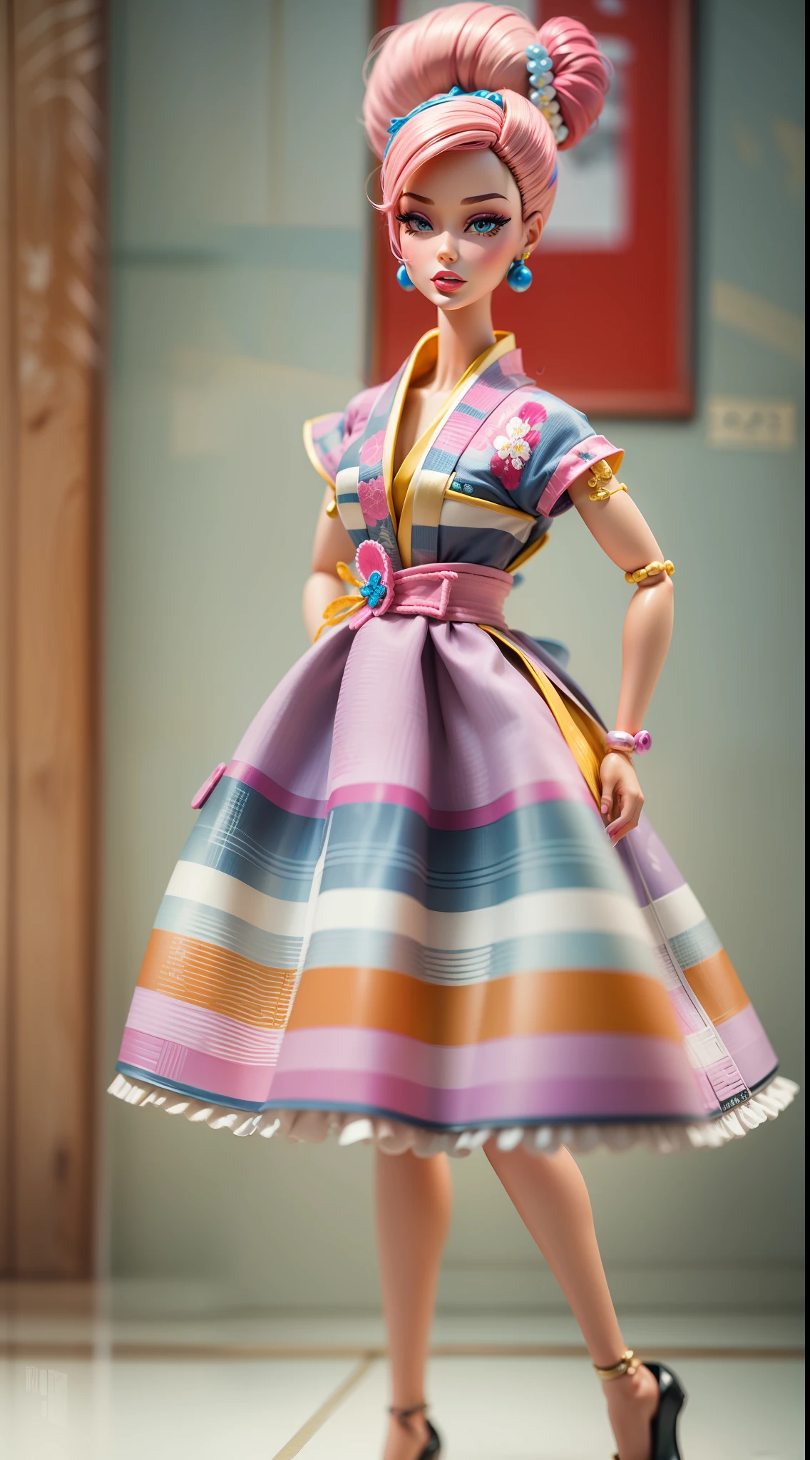 masterpiece featuring the iconic Twist N Turn Japanese Exclusive Vintage Barbie, highlighting vivid and complex colors