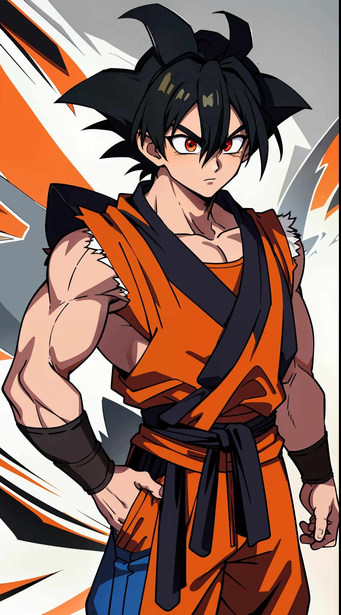 (Animated). Male ((Goku)) . (Masterpiece: 1.8), 64k quality, final fantasy artwork concept, detailed manga eyes, detailed hair, detailed clothes, detailed body, sharper drawings, pronounced detailed face, shiny objects like jewelry, see the creases on the clothes, more consistent clothes, more rounded eyes, globular transparent liquid eyes, more colors, more consistent clothes , correct clothing features, better eye line, better shoulders, really colorful, coarser line, black line, finishing. (coarser stroke: 1.8) (black stroke: 1.8) (color: 1.8) (clean: 1.8) (color contrast: 1.8) (black outline: 1.8) (adjusted color contrast: 1.8) (shadow play: 1.8) (manga eyes: 1.8) (muscle: 1.5 ) (rendering homogeneous: 1. 3)