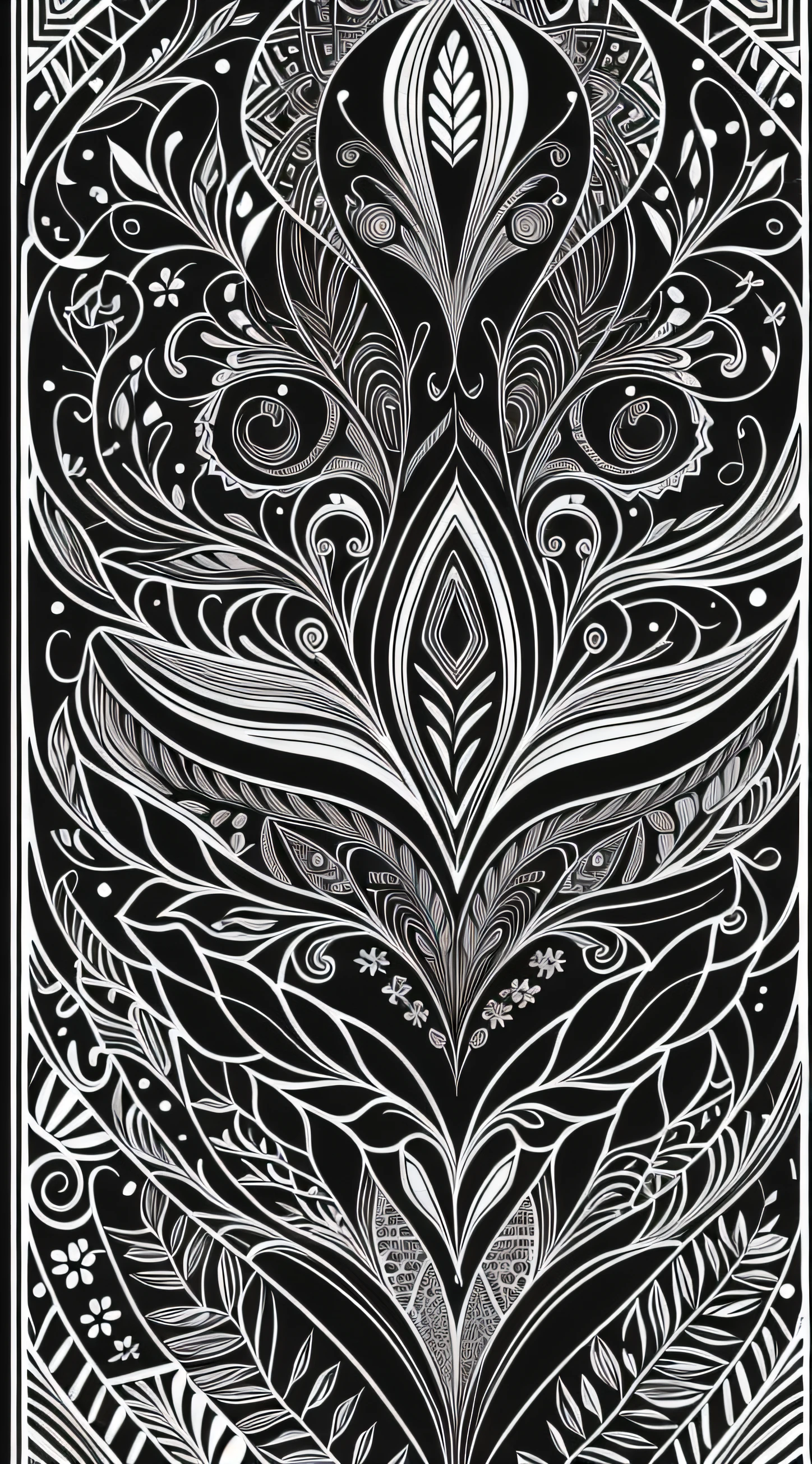 Livro para colorir para adultos, Linhas conectadas, simetria, cane, dog head, cachorro bonito, races dog, virado para a frente, preto e branco, trabalho de linha grossa, Great standards, negative space, thick pattern, sem fundo preto, Cute forest pattern background, desenho, nenhuma parte colorida, Efeito mandala, mandala, arte de linha fina de tinta estilizada, vetor, Adobe Illustrator, ....eps, African pattern, fullscreen, proportional to screen, --estilo "Inspirado em Johanna Basford", --artistic_Level "High", --livro "Livros Secretos", criar_..ai_Colorir_livro, --AR 16:9 --upbeta --s 750