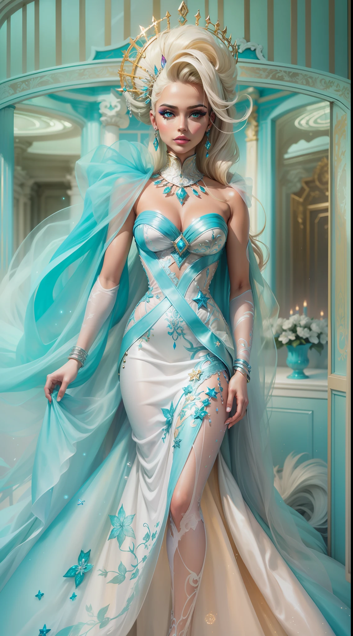 masterpiece featuring the iconic Aqua Queen of the Prom Barbie, highlighting vivid and complex colors