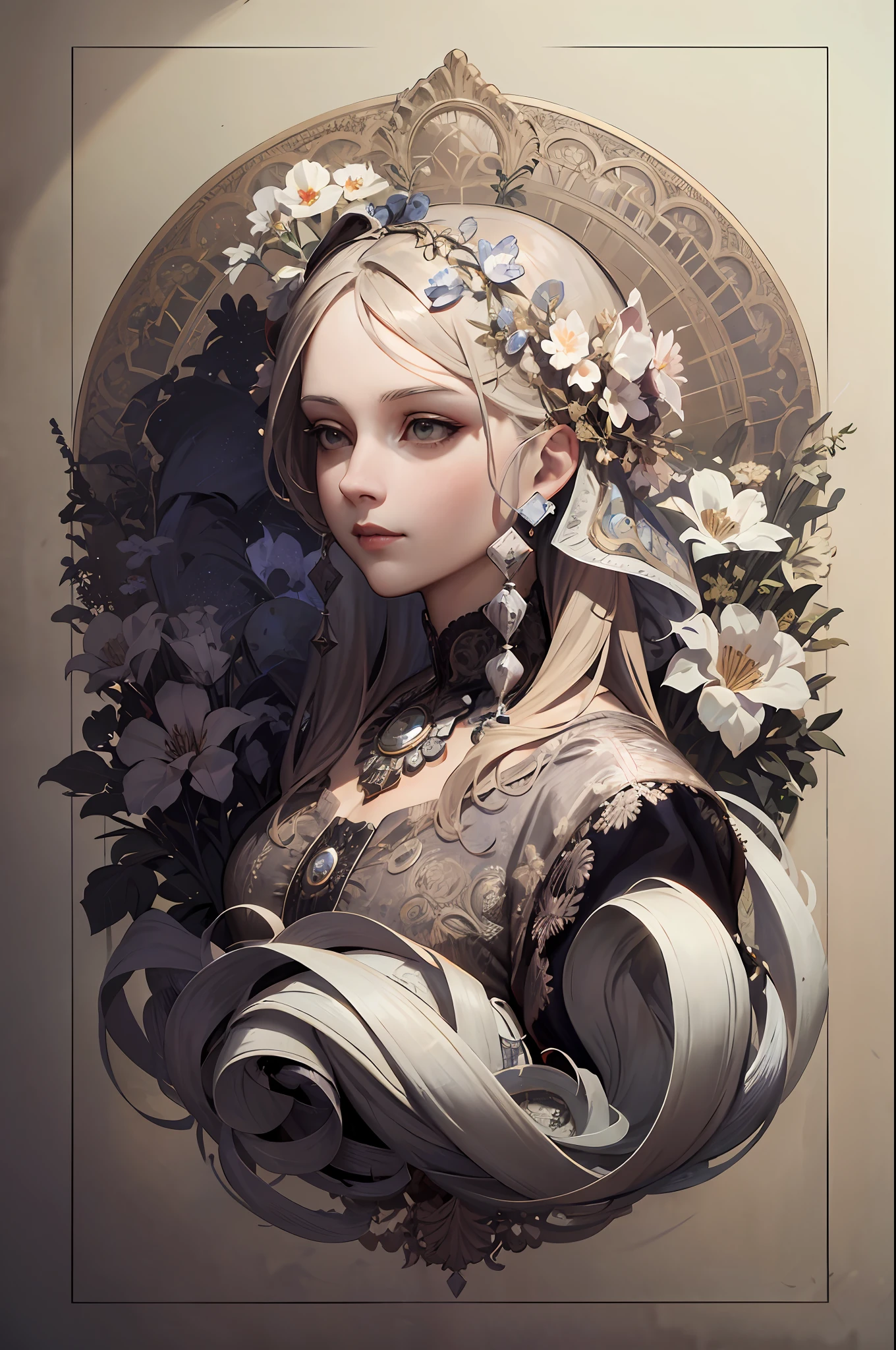 a close up of a woman with a flower crown on her head, Guviz-style artwork, Guviz, guweiz masterpiece, Guweiz on ArtStation Pixiv, 8K high quality detailed art, Detailed digital anime art, Guweiz in Pixiv ArtStation, Exquisite digital illustration, intricate wlop