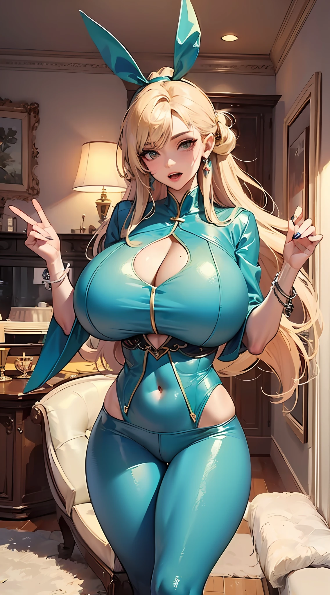 Photo of Attractive Woman, 1 girl, gigantic cleavage breasts, Perfect body, The ultra-detailliert，exposing your navel，revealing breasts