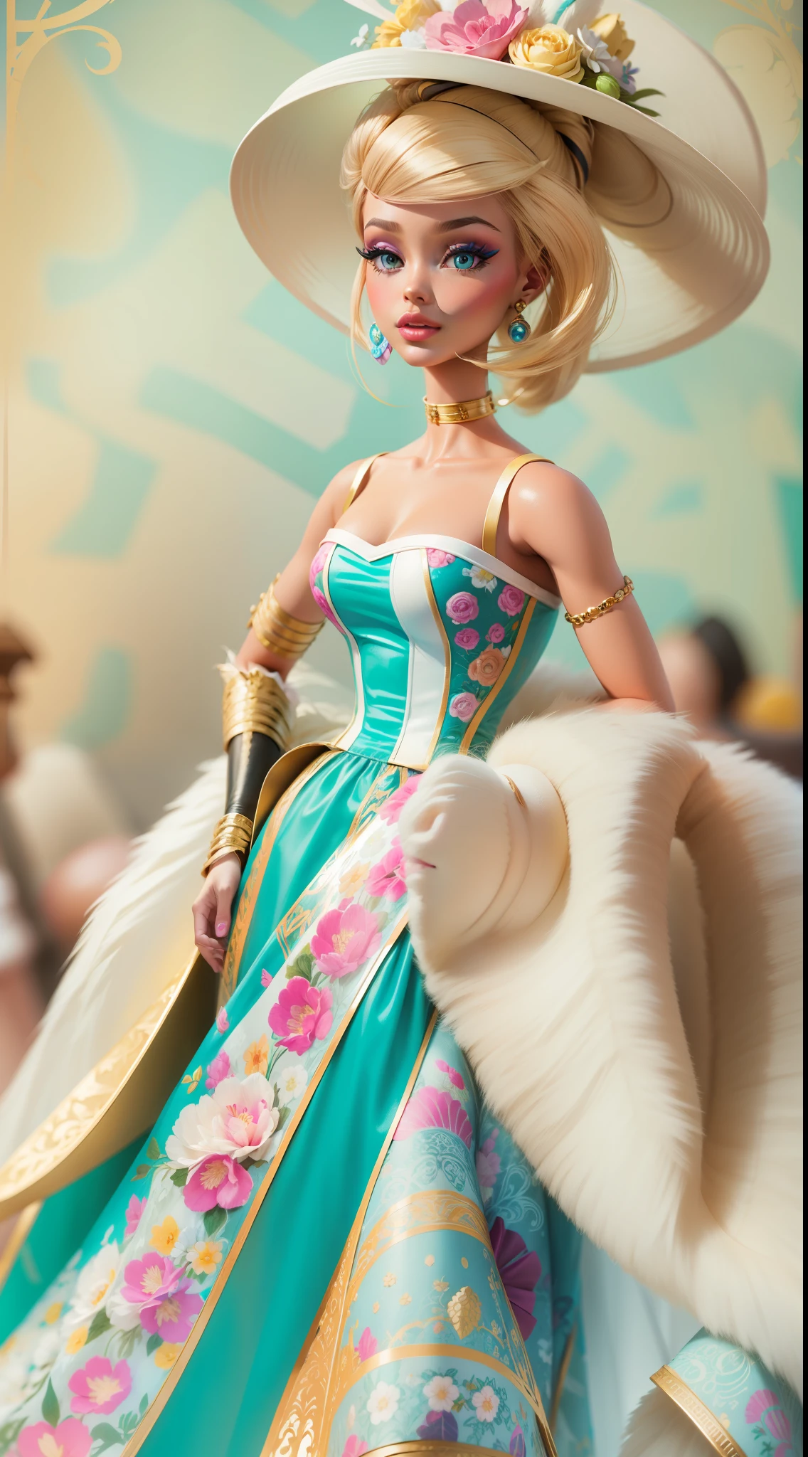 masterpiece featuring the iconic Easter Parade Vintage Barbie Ponytail, highlighting vivid and complex colors