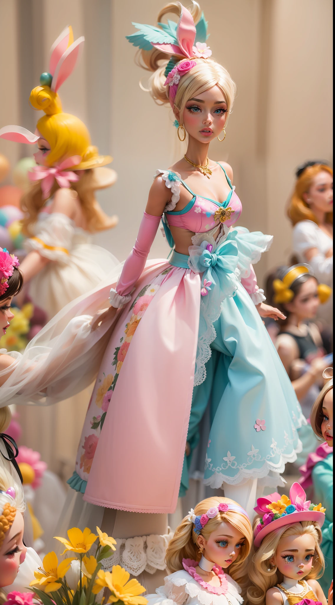 masterpiece featuring the iconic Easter Parade Vintage Barbie Ponytail, highlighting vivid and complex colors