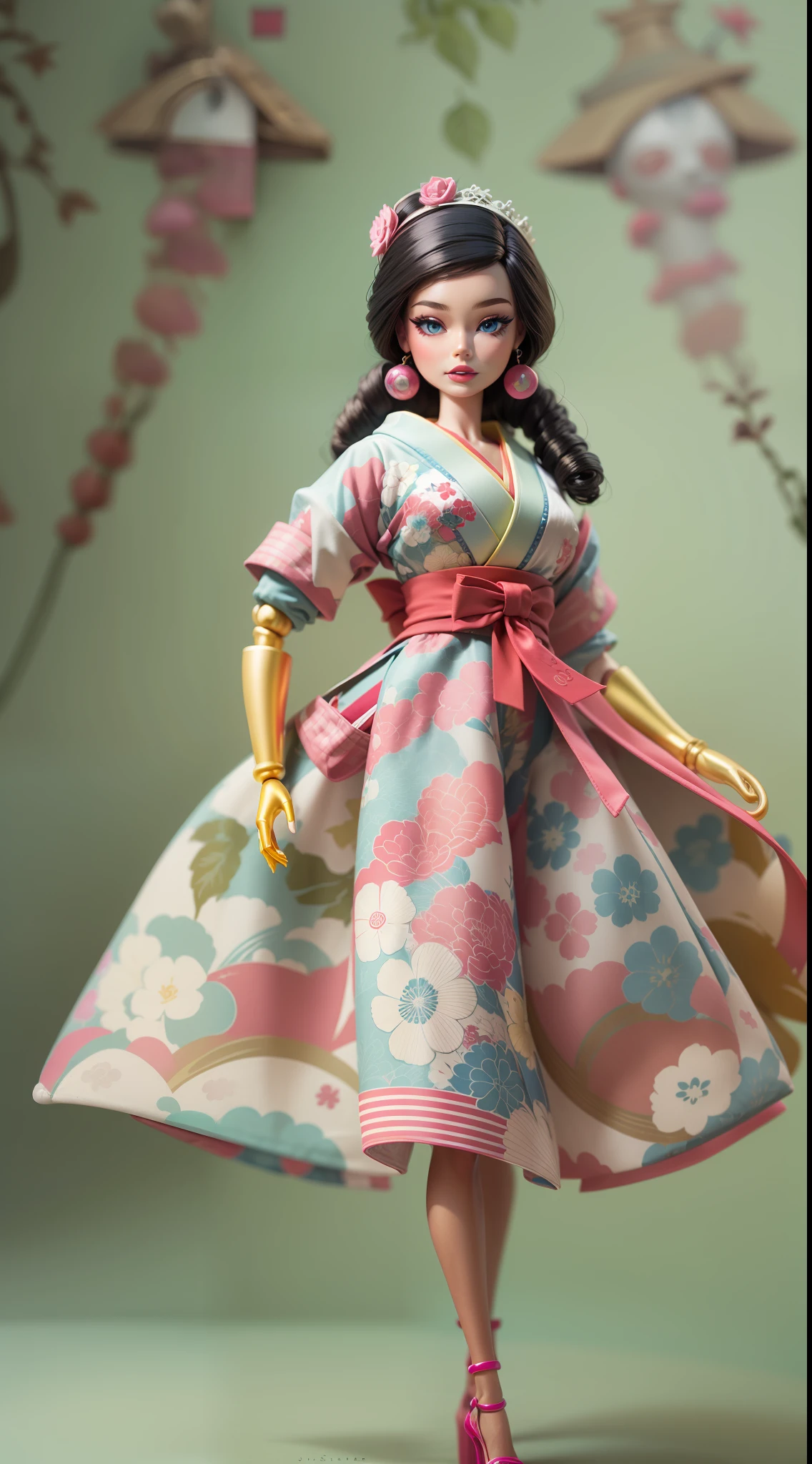 masterpiece featuring the iconic Twist N Turn Japanese Exclusive Vintage Barbie, highlighting vivid and complex colors