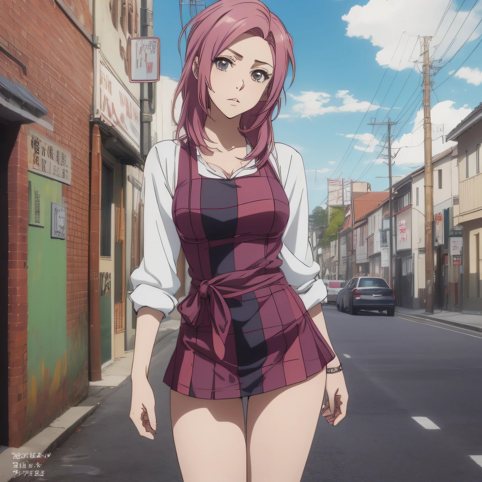 1girl, Menina anime, Roupa social, Melancolica, full color manga visual style, Massa Amane *, Aninha Leonhart, Junko Enoshima, coloured manga scan, Marisa Kirisame, Arte Oficial, full color manga cover, com o dedo indicador, sakura haruno, Arte da sede, ( ( Massa Amane # ) ), Parecendo Annie Leonhart