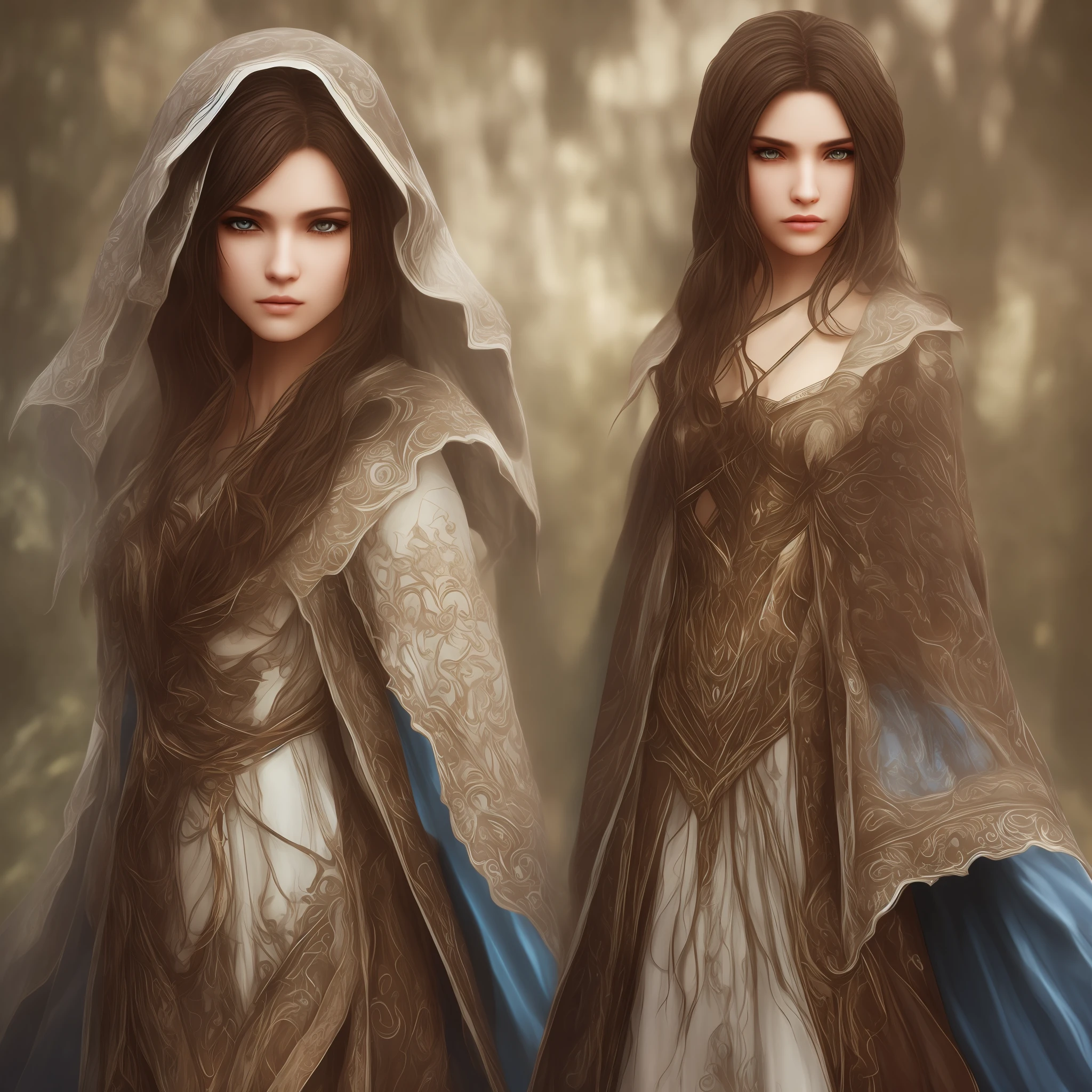 Ulta realistic, one female, moon sorcerer, black hair with white fringe, blue silver dress and cloak, brown eyes --auto