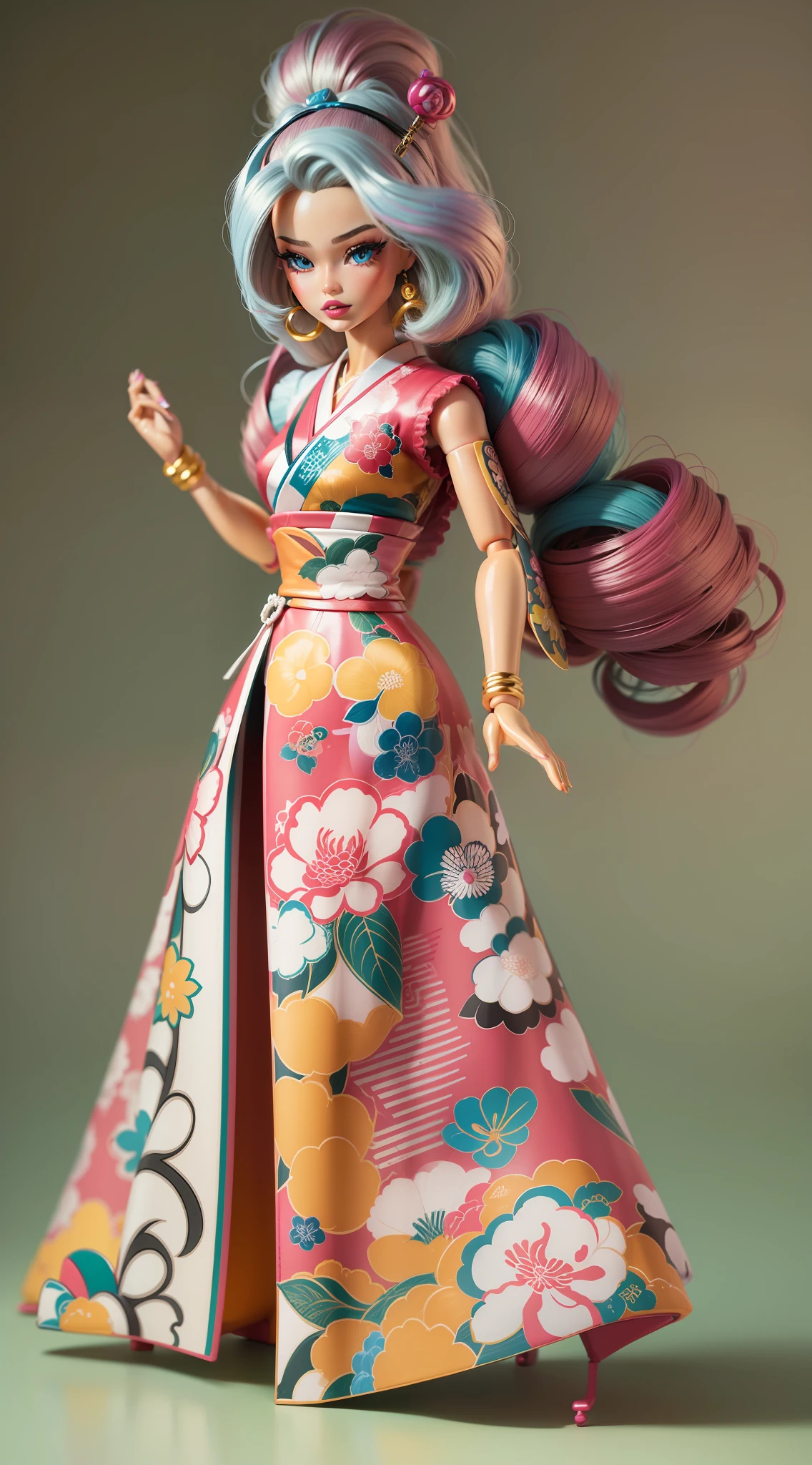 masterpiece featuring the iconic Twist N Turn Japanese Exclusive Vintage Barbie, highlighting vivid and complex colors