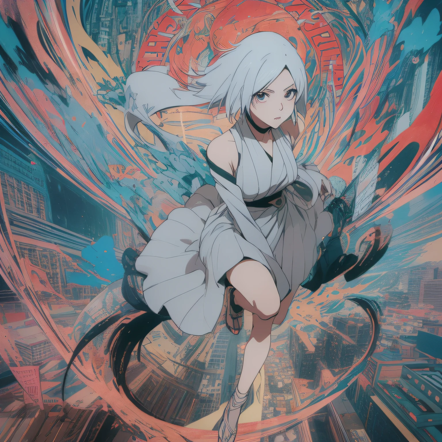 uma mulher em um vestido preto com uma espada, bleach manga style, personagem estilo anime, personagem de anime, personagem de anime; arte de corpo inteiro, inspired by Kanō Hōgai, inspirado em Kusumi Morikage, personagem de anime feminino, Ichigo Kurosaki, anime full body illustration, arte oficial do personagem, inspired by Sakai Hōitsu