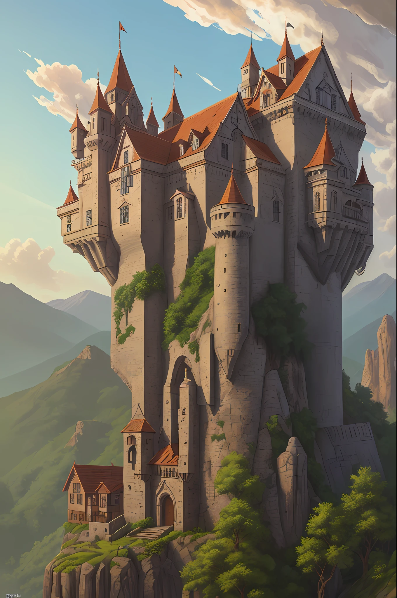 A forbidden castle high up in the mountains, doughnuts, pixel art, (intricate details:1.12), hdr, (intricate details, hyperdetailed:1.15), (natural skin texture, hyperrealism, soft light, sharp:1.2), game art, key visual, surreal