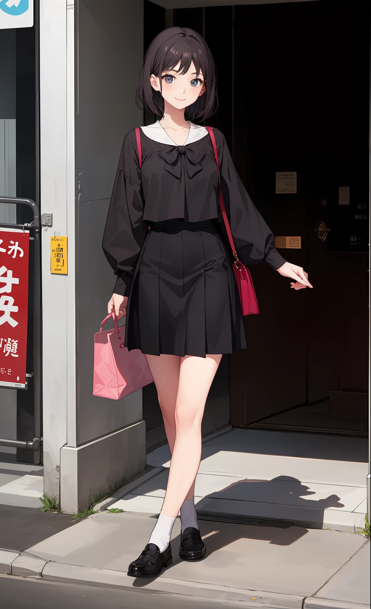 1girl in、A smile、The shirt、Blouse、skirt by the、(small tits)Chilarism、movement、