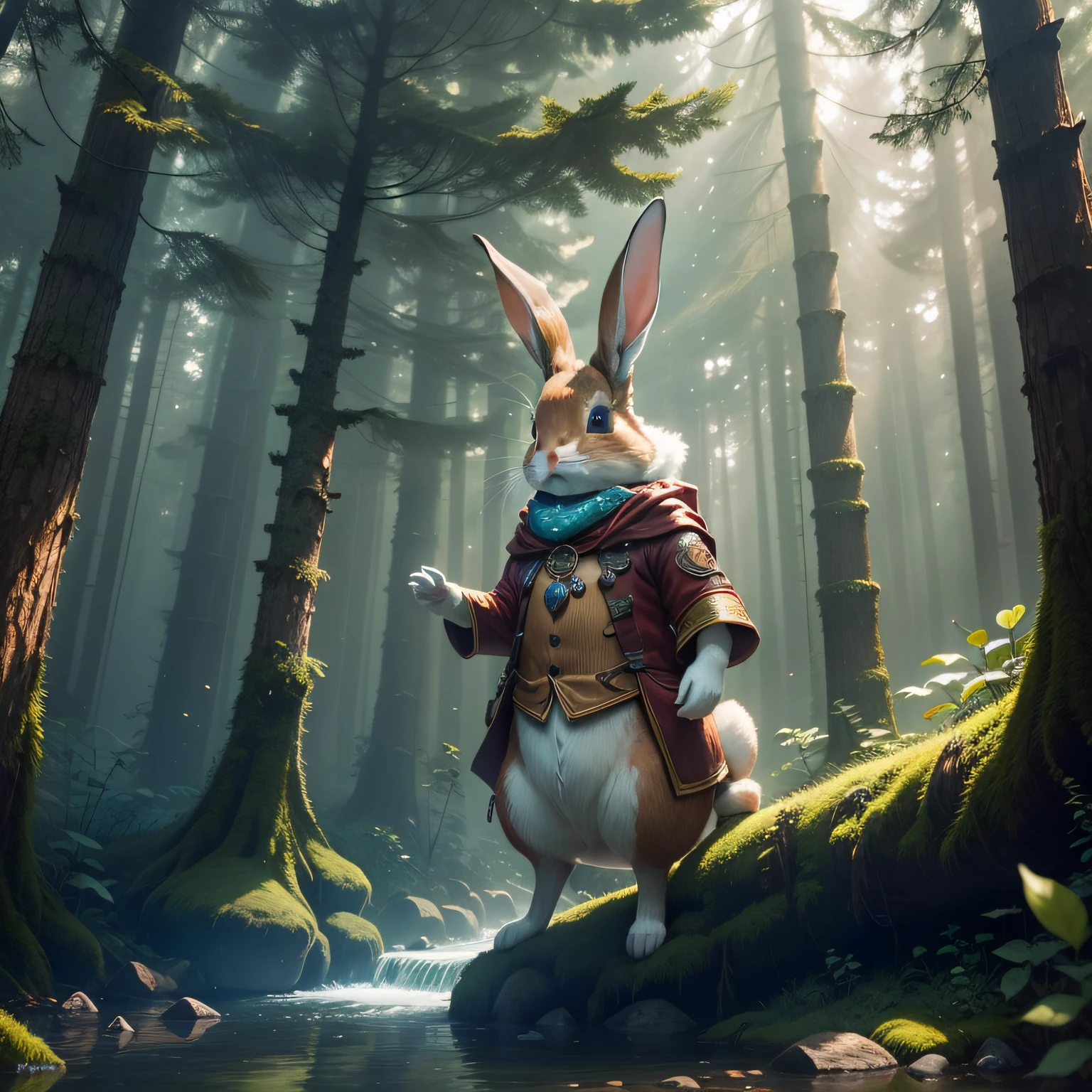 There was an enchanted forest, filled with tall trees, crystal clear streams and an incredible diversity of animals. In the heart of this forest lived Caramelo, a curious and courageous rabbit, known for his passion for adventures.
