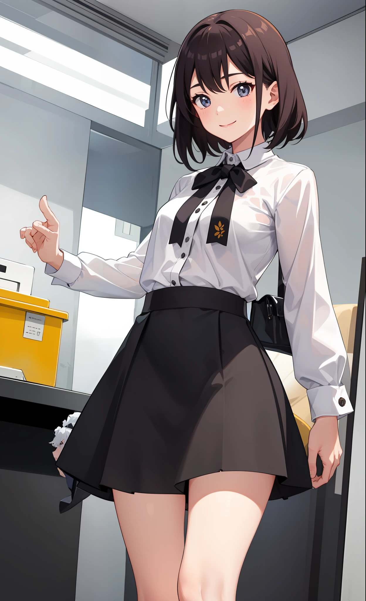 1girl in、A smile、The shirt、Blouse、skirt by the、（small tits）Chilarism、movement、