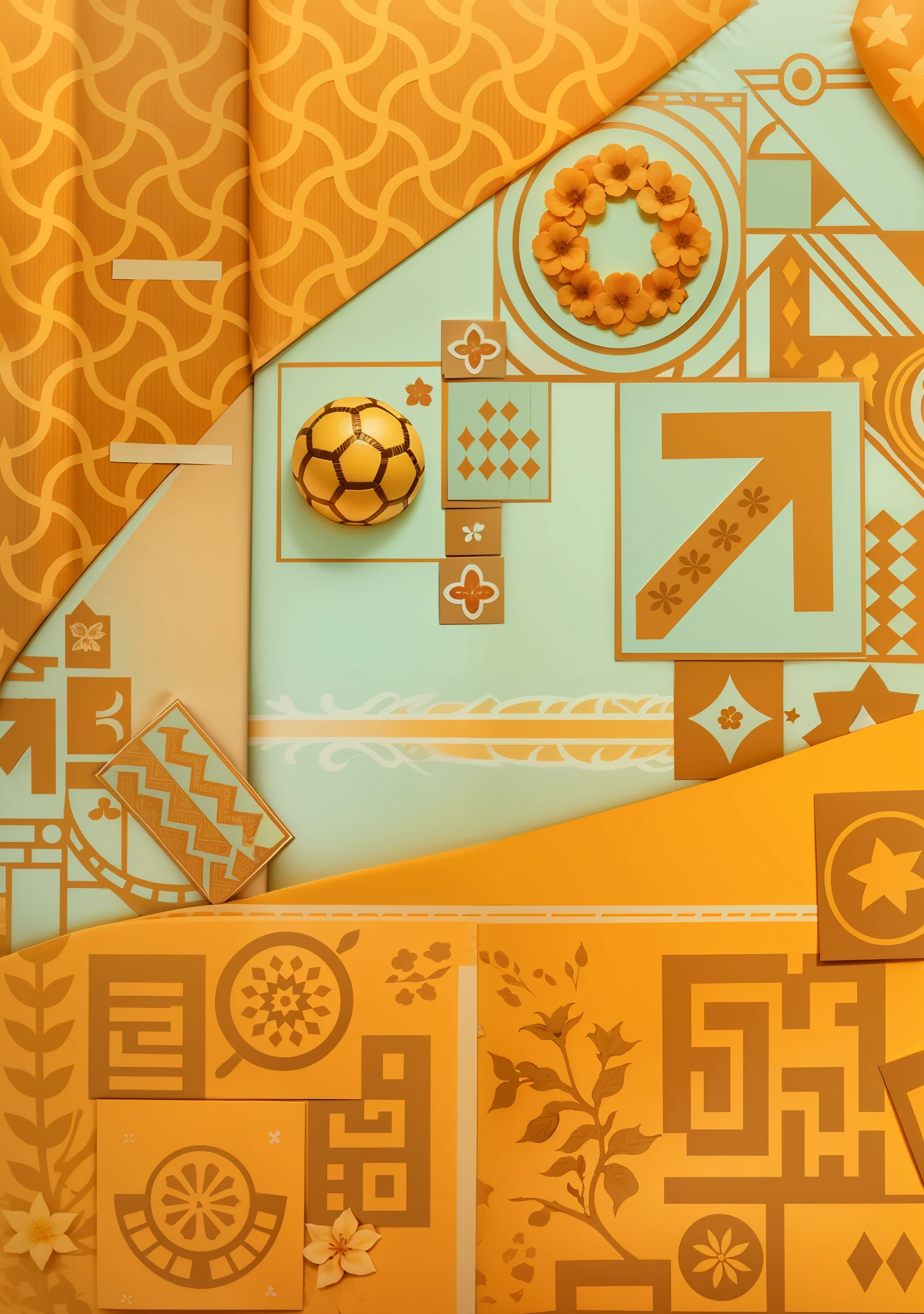 Make cards,The cards have motifs of elements such as football and cashew flowers,The color palette is bright and cheerful,The theme is birthday
