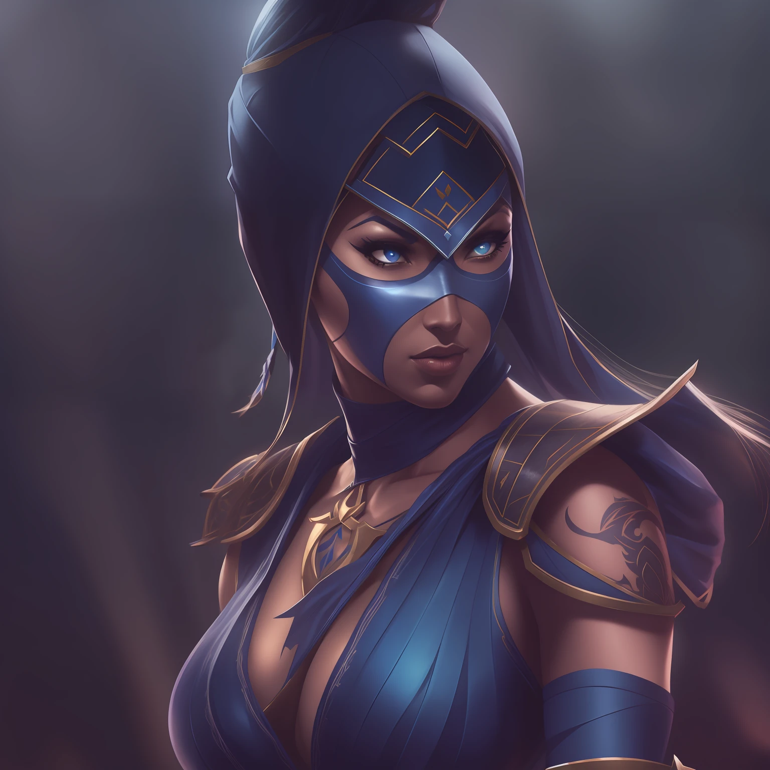 Kitana from mortal kombat the game, Digital illustration, cinematic shot