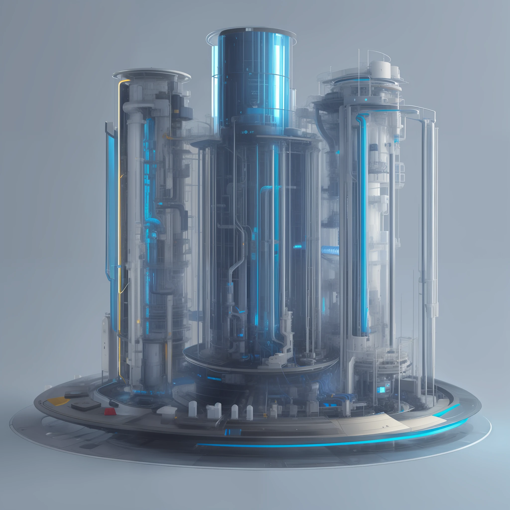Make a tubular particle generator, extremamente detalhado, ultra detalhado, modern and technologically advanced. Cores vibrantes, Blue Rays and a Futuristic Time Machine.