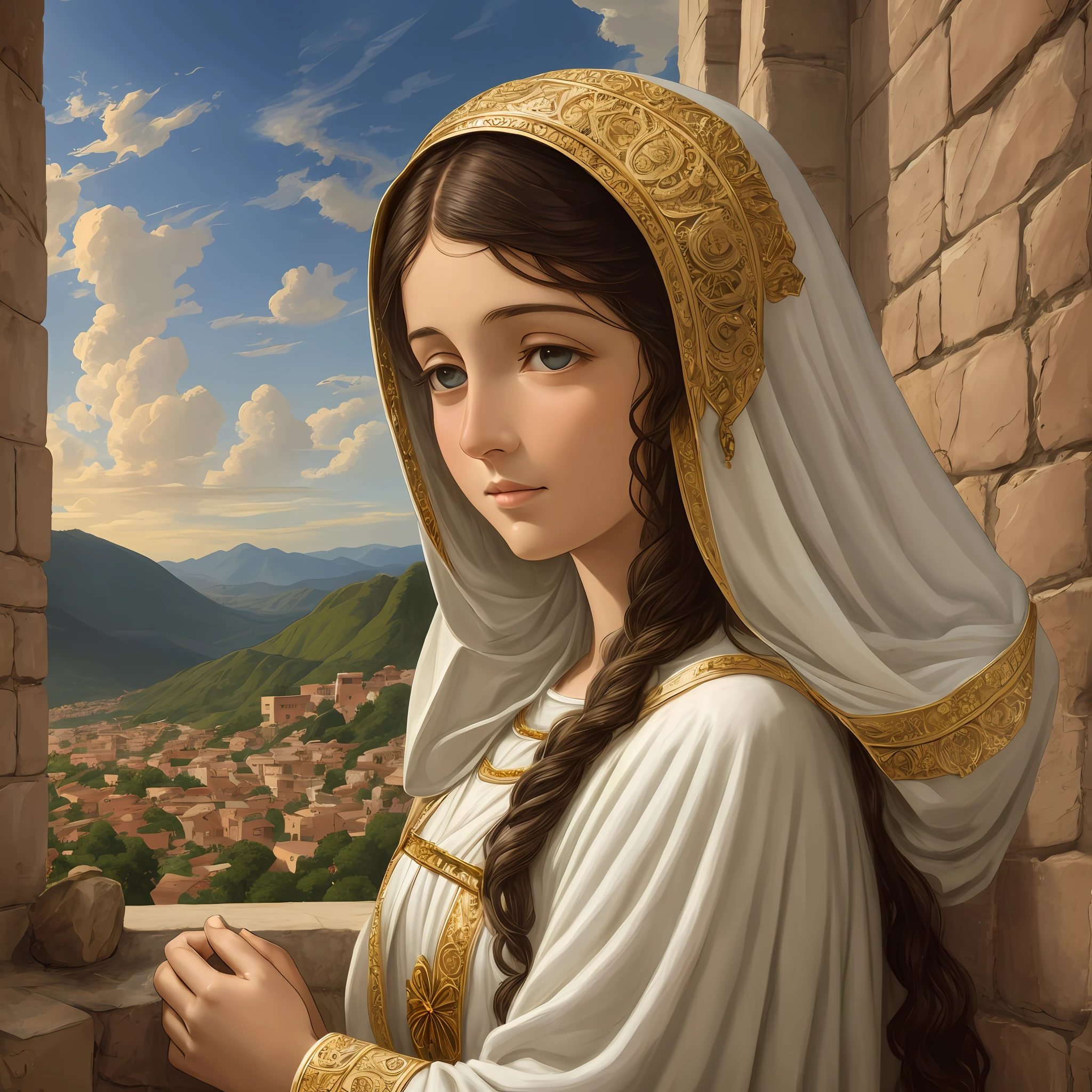 MARIA, the Mother of Jesus, segurando o menino Jesus no colo.