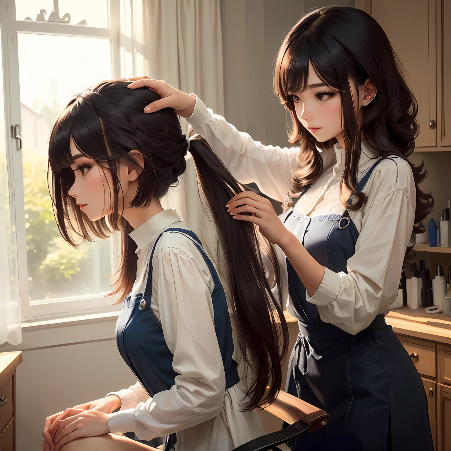 Super hair long beauty in cutting hair