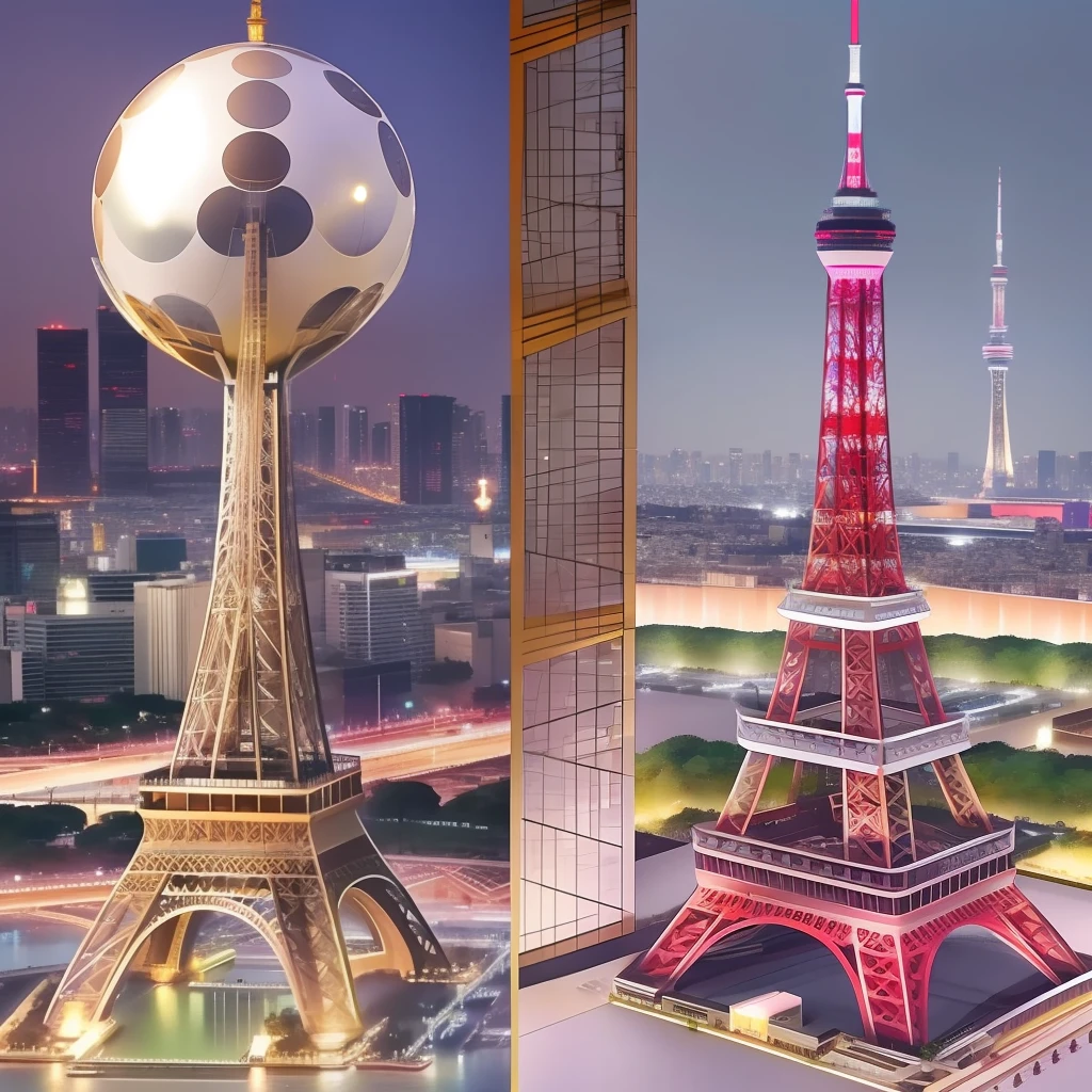 sky-high tower，pyramid，Oriental Pearl TV Tower，The Eiffel Tower，Tokyo Tower