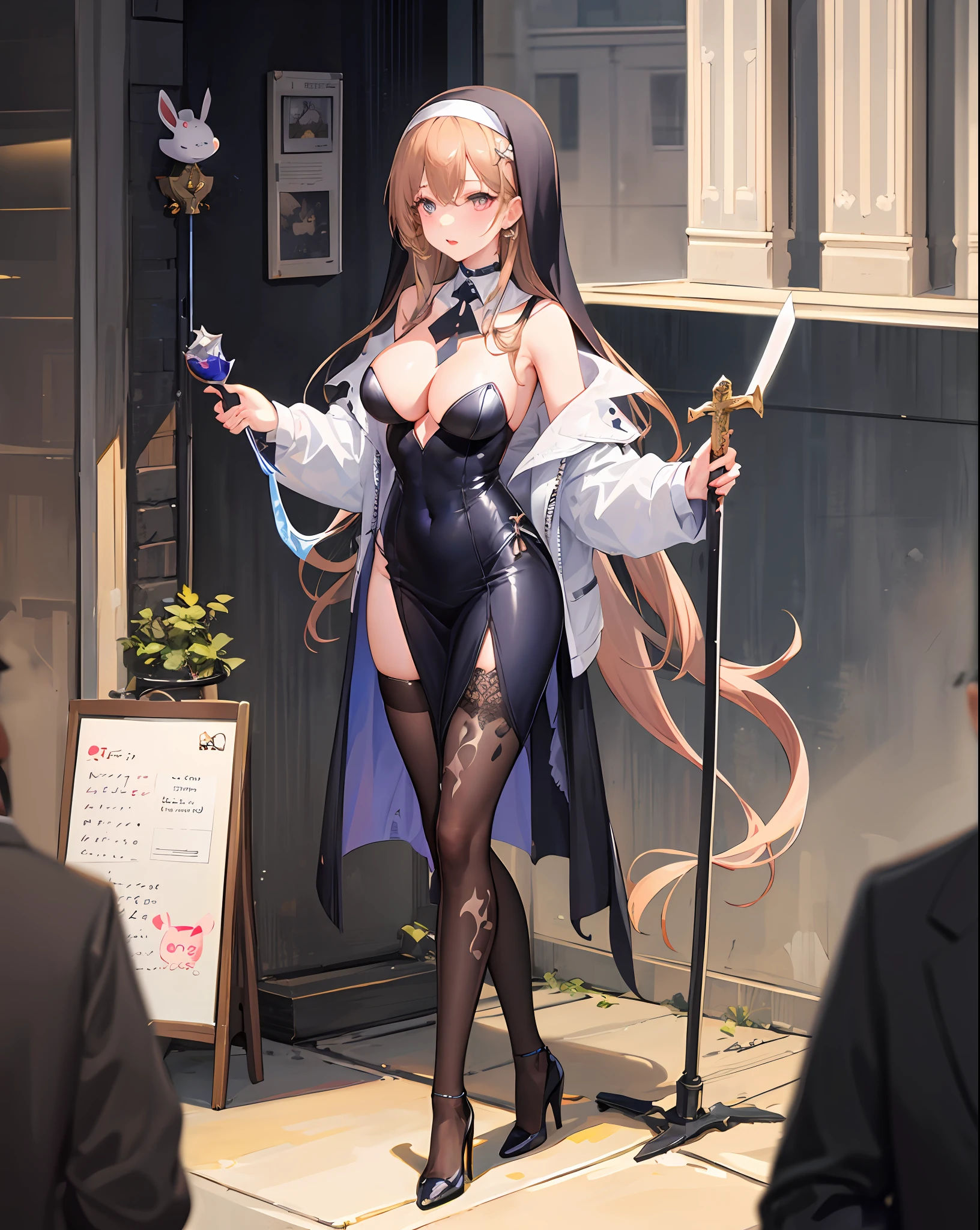 1girll,,Wings,
exteriors,the street,view over city,Demon tail,
Place your left hand on your chest,venom symbiote,venomize,natta,high-heels,Violet blue clothes,Black and white high heels,Pattern,decor,Golden hair,Brown hair,lewd nun,frilld,Lace trim,Clothing style, Clothing prints,Bangs trimmed,The wand rested between his thighs,Translucent skirt,standing on your feet,eyes glowing,Raised sexy,lipsticks,art-deco,Venom clothes,Cross stickers,Rune stockings,bunnygirl,With the holy sword,Collar,Insertion into the ,Cross leg ring,Blood,banknotes,Masturbation,Bow knot,drools,White liquid,tilt