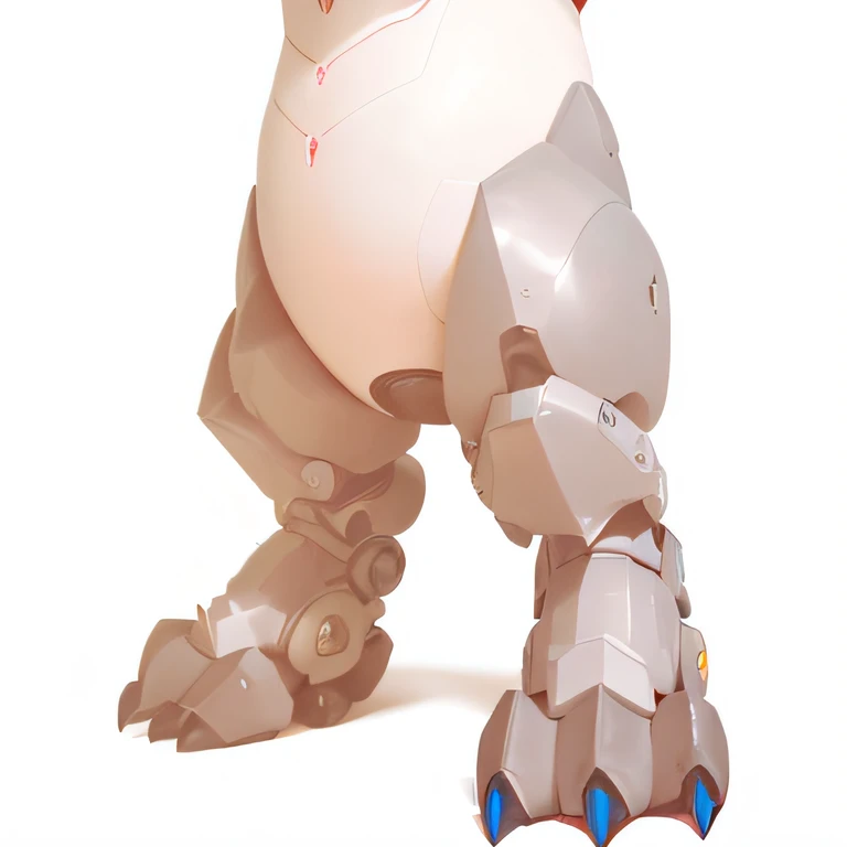 A cartoon bear with black nails and a red bow, cow hoof feet, detailed legs looming over you, obsidian hooves, cloven feet and horns, Both legs have clawed feet, Detailed legs, sleek dragon legs, robot dragon feet, detailed close foot shot, detailed foot shot, thick warframe legs, detailed robot dragon feet, small thighs