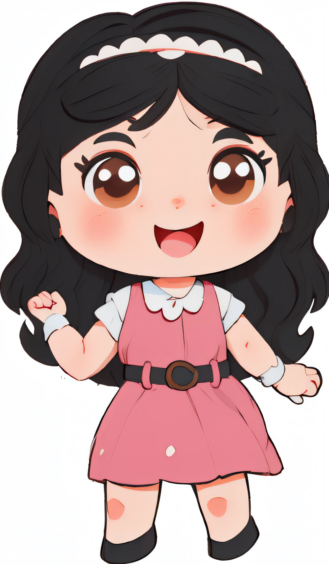  dos desenhos animados no vestido cor-de-rosa com cabelo preto e coroa branca, Chibi, menina, cartunesco bonito, kawaii Chibi |, estilo Chibi, menina kawaito, in cartoon style, Garotinha, cabelos pretos e olhos grandes, charicatura, inspirado em Takehisa Yumeji, desenho animado bonito, [[[[sorrindo malvado]]]], menina bonito