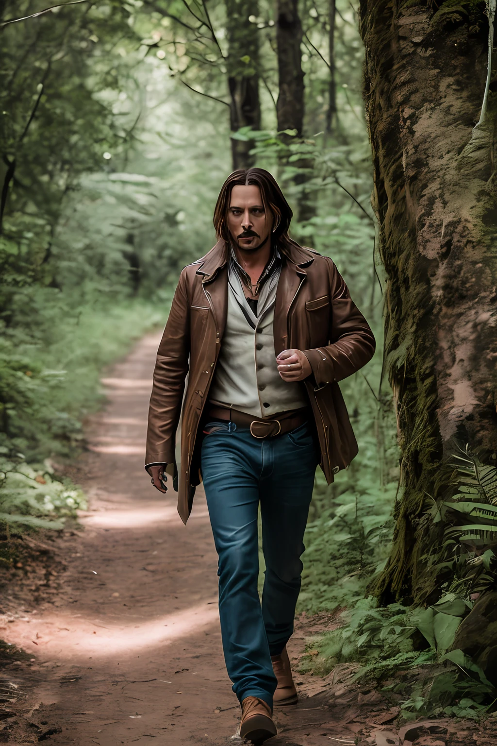masterpiece, johnny depp walking through jungle at night among fireflies, (high detail:1 1), rough face, natural skin, high quality, nsfw, beautiful eyes, (detailed face and eyes), (face: 1 2), noise, extra, real photo, PSD, lamp film photography, sharp focus, contrast lighting, detailed skin, high resolution 8k, crazy detail, realistic, professional photography, 8k UHD, SLR camera, soft lighting, high quality, film grain, Fujifilm XT3