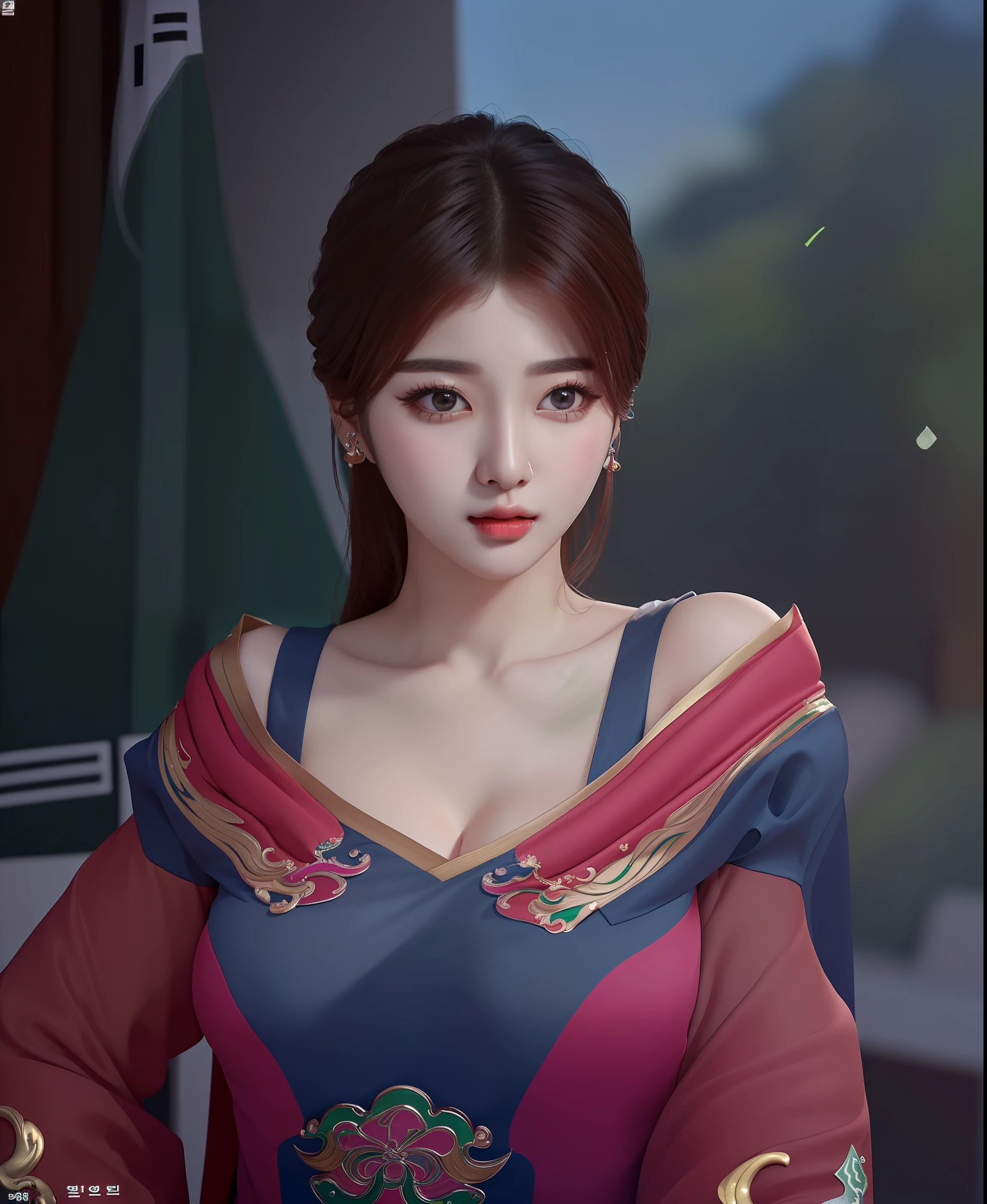 (masterpiece, best quality, extremely detailed 8k, ultra hd, ultra-detailed, highly detailed, highly realistic, ultra-realistic, photo realistic), (1girl:1.5), (beautiful Pakistani woman:1.8), (cute Korean Idol woman:1.8), (detailed realistic skin), (realistic big breasts), slender abs, (closed mouth:1.4)