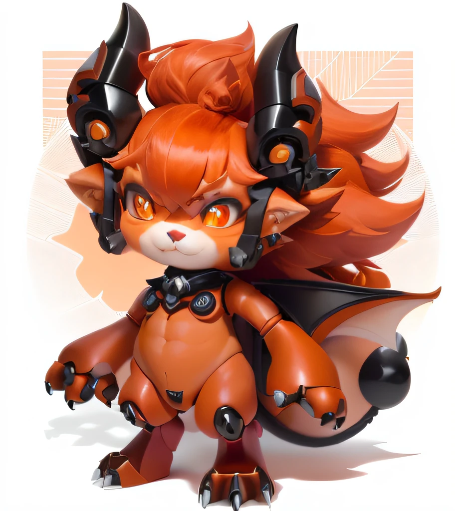A close-up of a cartoon cat with horns and a red head, fluffy orange skin, octan render, devilish, demon male, giesha demon, cute fumo chibi plush imp, satyr, Demon Boy, mika kurai demon, male djinn man demon hybrid, fire demon, one a demon - like creature, one a demon-like creature,Cartoon bear with black nails and red bow, cow hoof feet, detailed legs looming over you, obsidian hooves, cloven feet and horns, Both legs have claw feet, Detailed legs, sleek dragon legs, robot dragon feet, detailed close foot shot, detailed foot shot, thick warframe legs, detailed robot dragon feet, small thighs