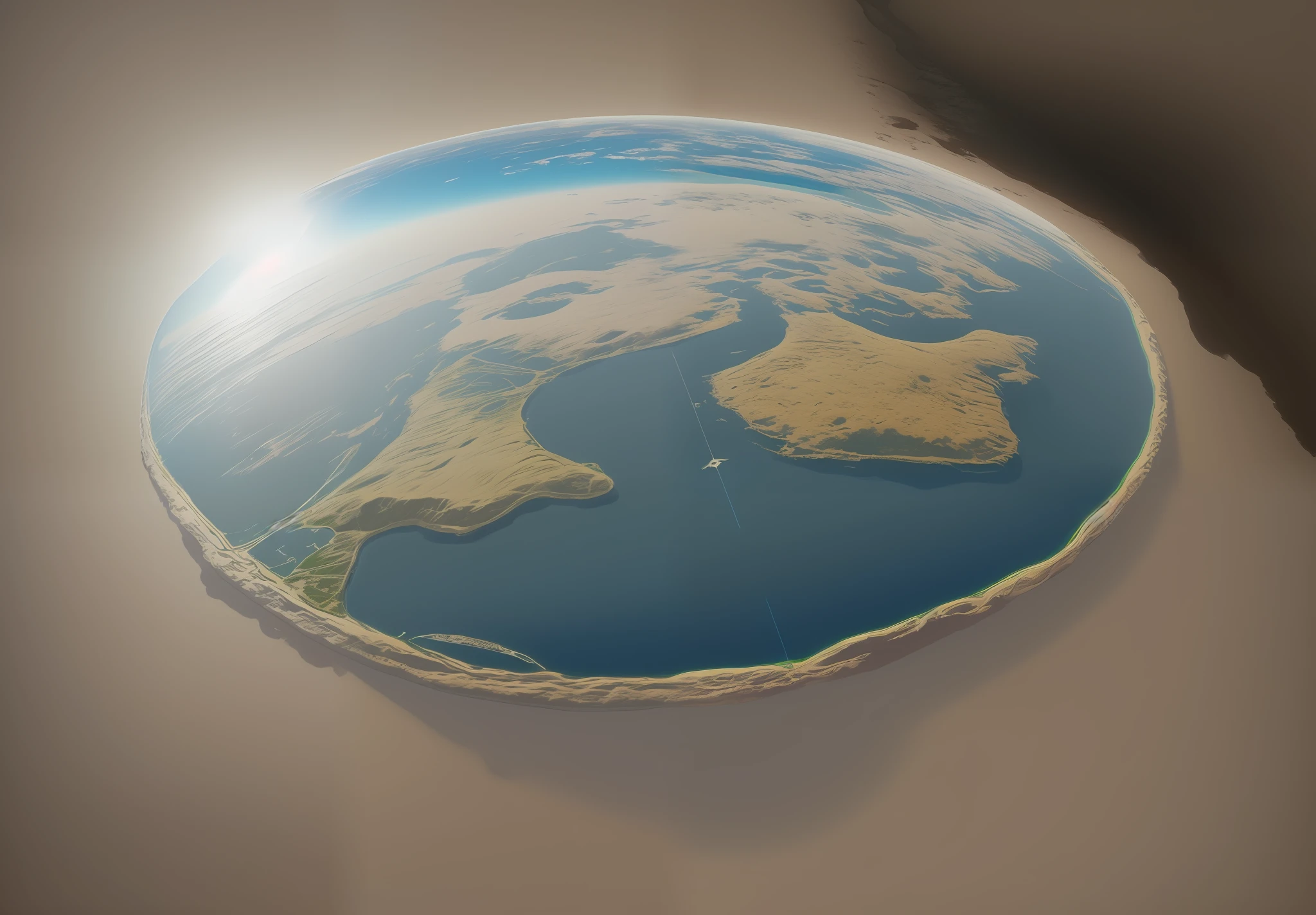 a photo of flat earth, highly detailed, photo realistic, vibrant colors