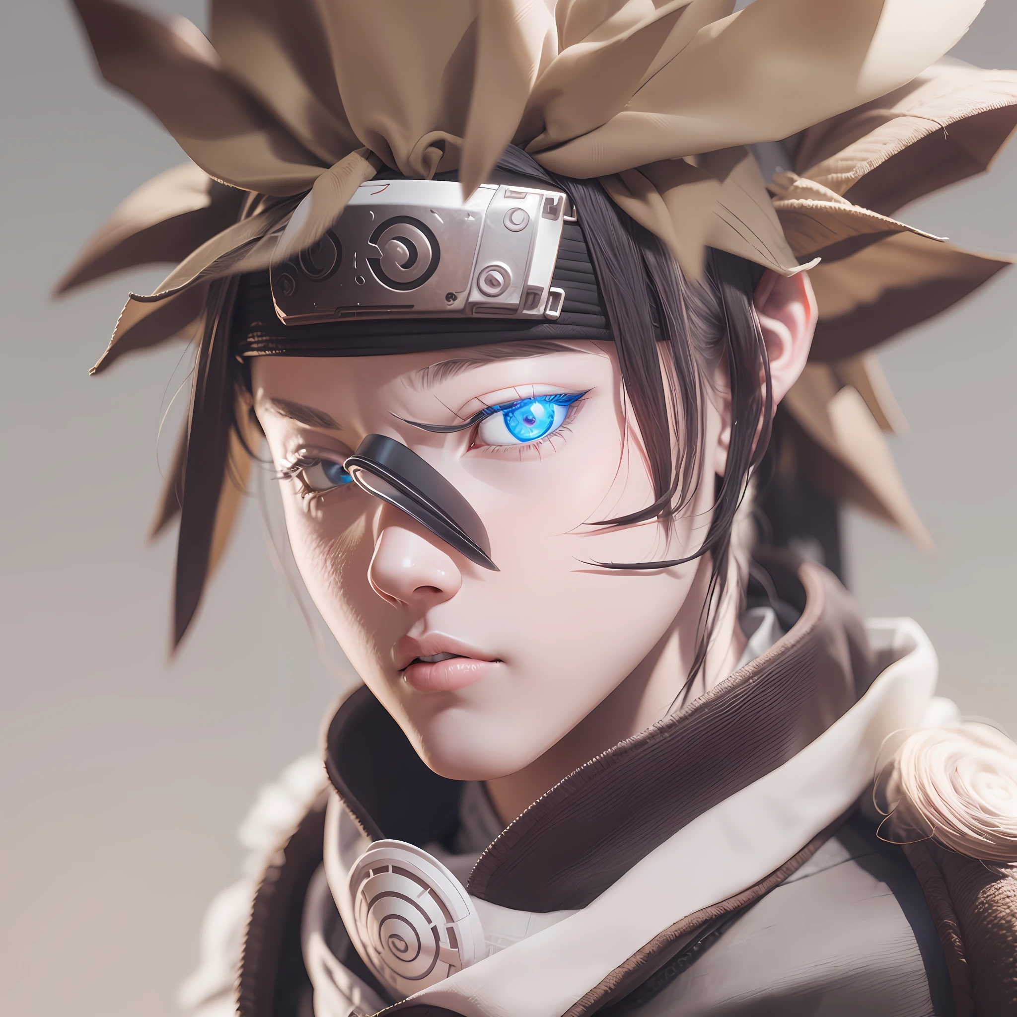 Naruto, Naruto Shippuden, cabelo requintado, Arm representation, sapatos requintados, representation of the eyes, cabelo requintado, caixa cega popmart, textura de argila, pisando na terra, fundo preto e branco, natural lightting, a maioria de boa qualidade, super detalhe, Arte 3D, c4d, renderizador OC, 3D-rendering, 8k