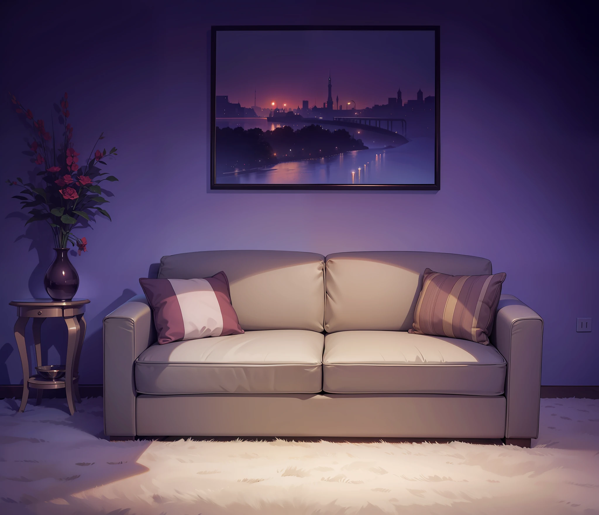 ((um elegante e aconchegante) Sofa room in the evening)