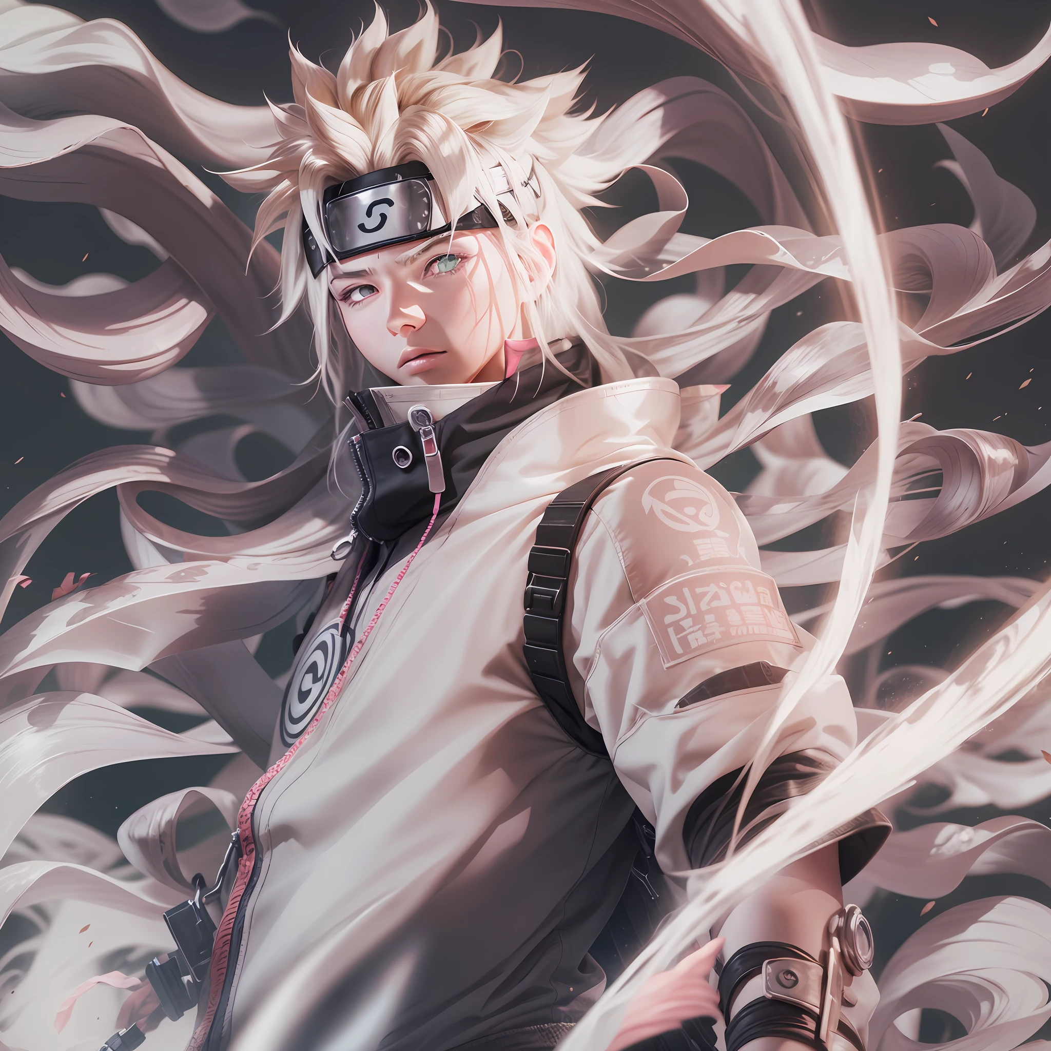 Naruto, Naruto Shippuden, cabelo requintado, Arm representation, sapatos requintados, representation of the eyes, cabelo requintado, caixa cega popmart, textura de argila, pisando na terra, fundo preto e branco, natural  lightting, a maioria de boa qualidade, super detalhe, Arte 3D, c4d, renderizador OC, 3D-rendering, 8k