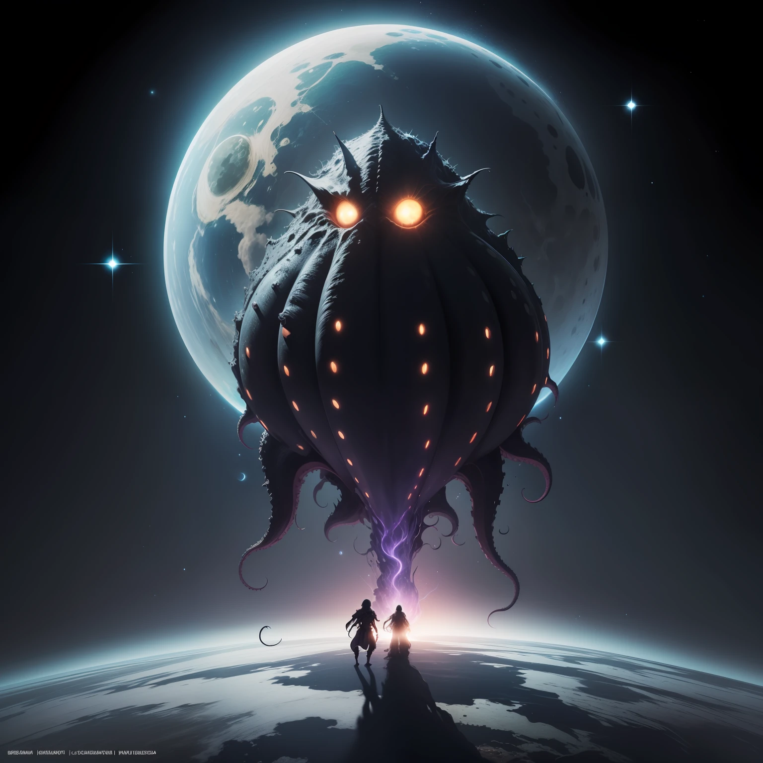 O monstro espacial gigantesco maior que um sol deve ser retratado como uma criatura imponente, envolta em sombras, com brilho, menacing eyes, as it extends its black tentacles toward the star.
The monster's tentacles can possess sinister details, como ventosas sombrias ou ranhuras misteriosas, that emphasize their unknown and alien nature.
A estrela brilhante, semelhante ao Sol, deve emitir uma luz intensa, contrasting with the darkness of the surrounding space. O monstro parece estar se alimentando da energia vital da estrela.
The scenery of outer space can be represented with dark and mysterious colors, highlighting the magnitude of cosmic horror and the unknown. - VerybadImageNegative_v1.3, de_DeepNegative_v1_75t, (cara fez:0.8),olhos cruzados,sketchings, (pior qualidade:2), (baixa qualidade:2), (qualidade normal:2), Lowres, qualidade normal, ((monocromatic)), ((escala de cinza)), manchas na pele, Acnes, manchas na pele, anatomia ruim, DeepNegative, De frente para Lodee, bowed head, {multiple persons}, Lowres, anatomia ruim, bad hands, Texto, erro, falta de dedos, extra digit, fewer digits, cortar, pior qualidade, baixa qualidade, qualidade normal, jpegartifacts, assinatura, watermark, user name, Blurry, bad feet, cortar, badly drawn hands, rosto mal desenhado, mutation, Deformado, pior qualidade, baixa qualidade, qualidade normal, artefatos JPEG, assinatura, watermark, dedos extras, fewer digits, membros extras, extra arms,pernas extras, membros malformados, dedos fundidos, muitos dedos, Lodeo neck, olhos cruzados,Mutated hands, Lowres polares, corpo ruim, Bad proportions, gross proportions, Texto, erro, falta de dedos, Missing arms, pernas ausentes, extra digit, extra arms, Extra leg
The image should convey a sense of earthiness and wonder, evoking the magnitude and earthiness that the encounter with such a monstrous and cosmic entity would bring;;;.
Let your imagination fly and bring this monster to life