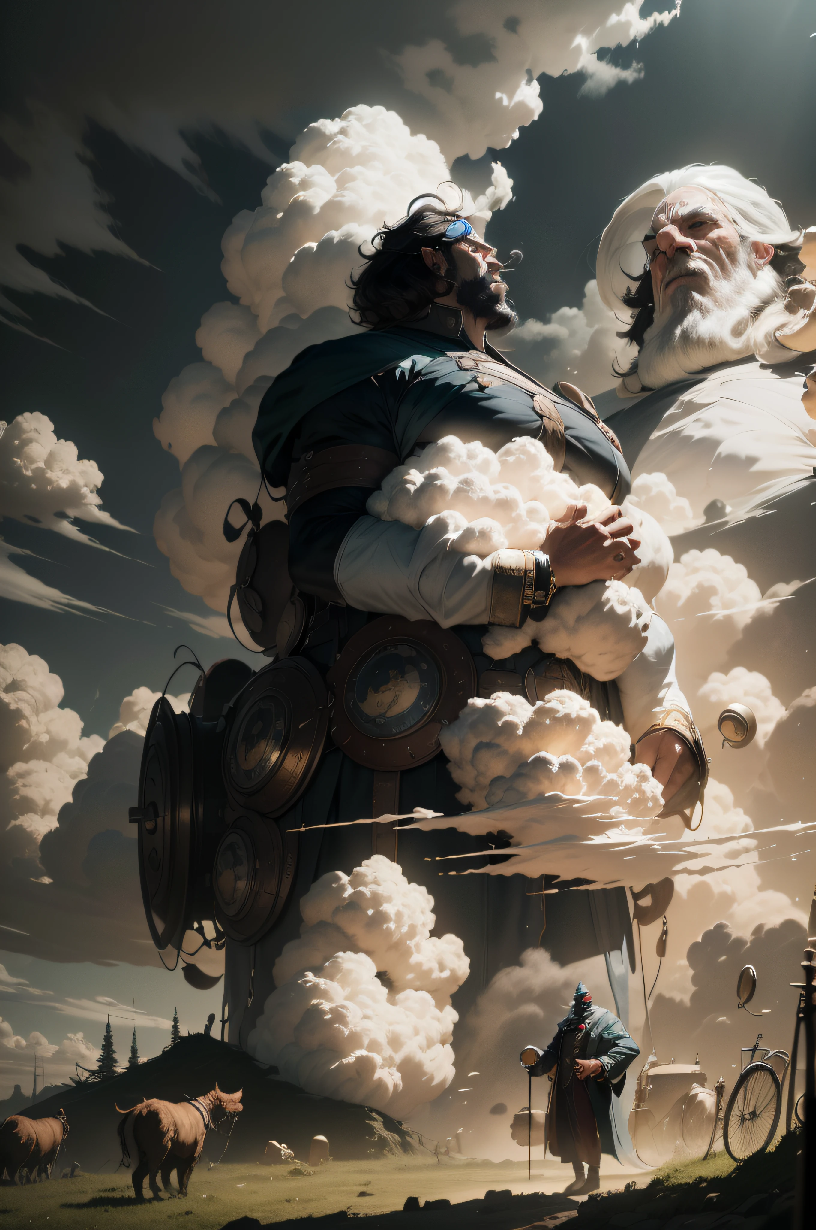 giant man blend on dramaic cloud