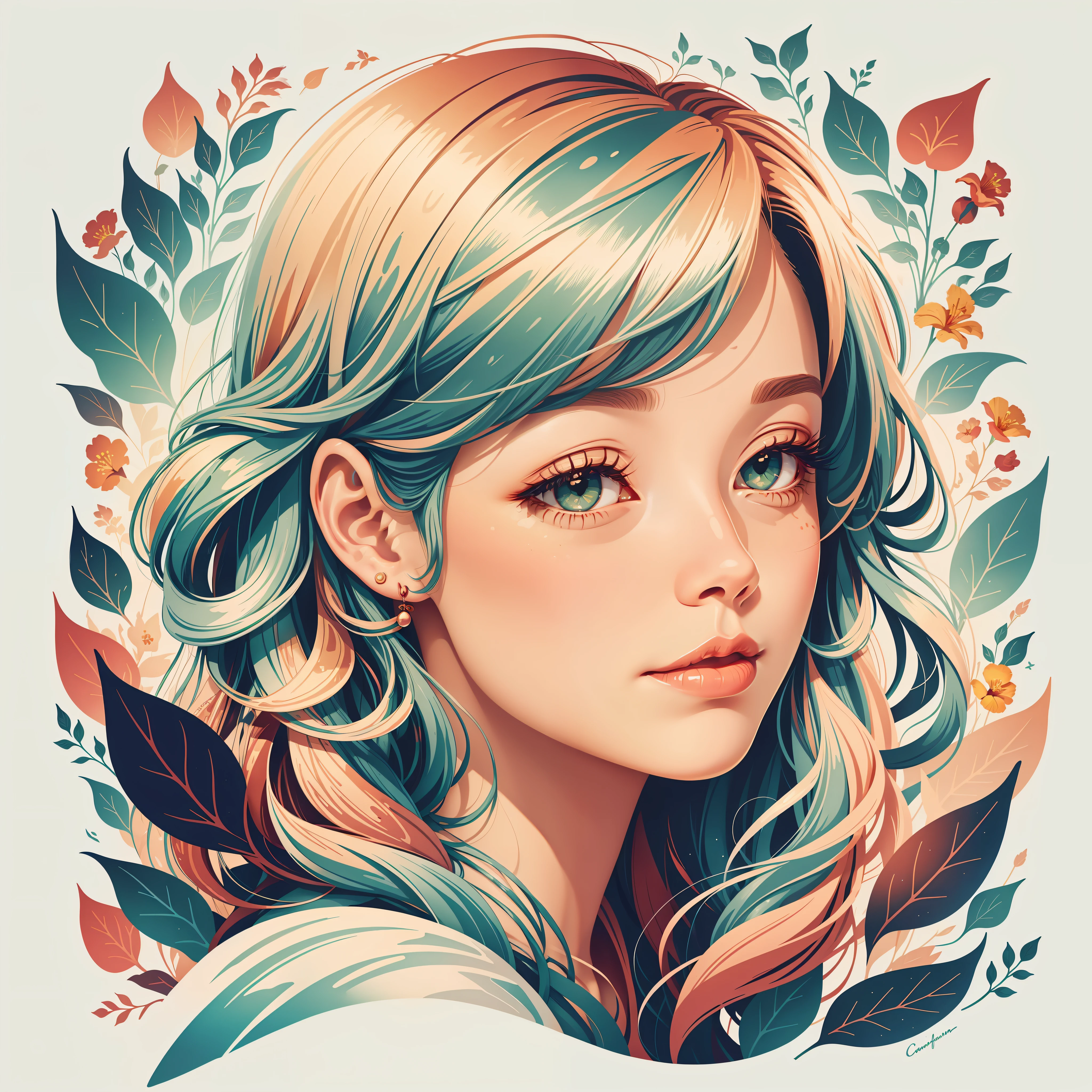 (illustratio:1.3)Common burger posters,(by Artist Anna Dittman:1),(((tmasterpiece))),(((best qualtiy))),((ultra - detailed)),(Detailed light),((Extremely refined and beautiful)), (((white backgrounid)))、The light and shadow are soft、((amarelo、dark red color、Light red )),Curious woman,Dress coolly,Lots of patterns、complex patterns、Cancer decoration、Evening primrose、(((Stay within boundaries、closeup of face、Cancer)))