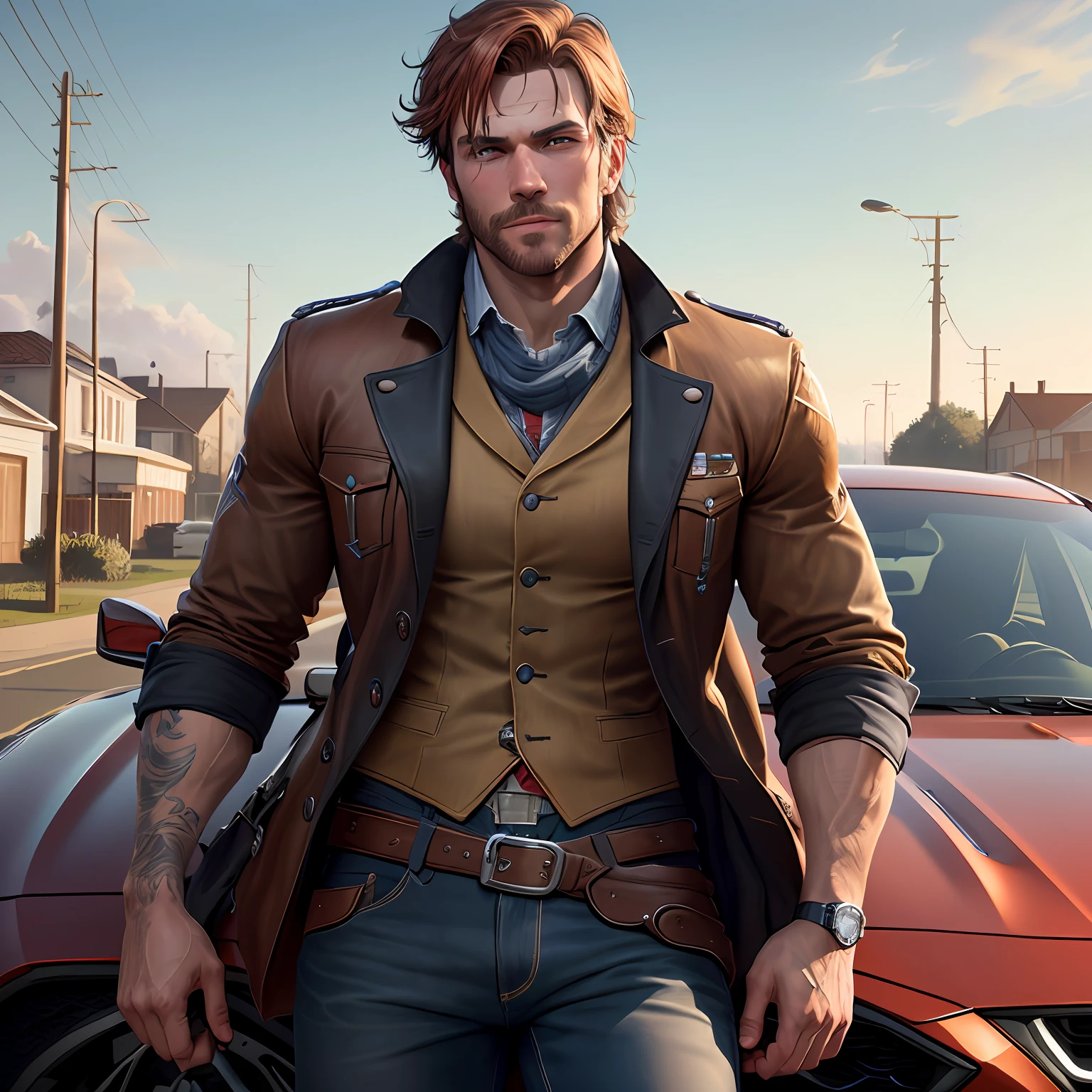Arthur Morgan dirigindo um carro
