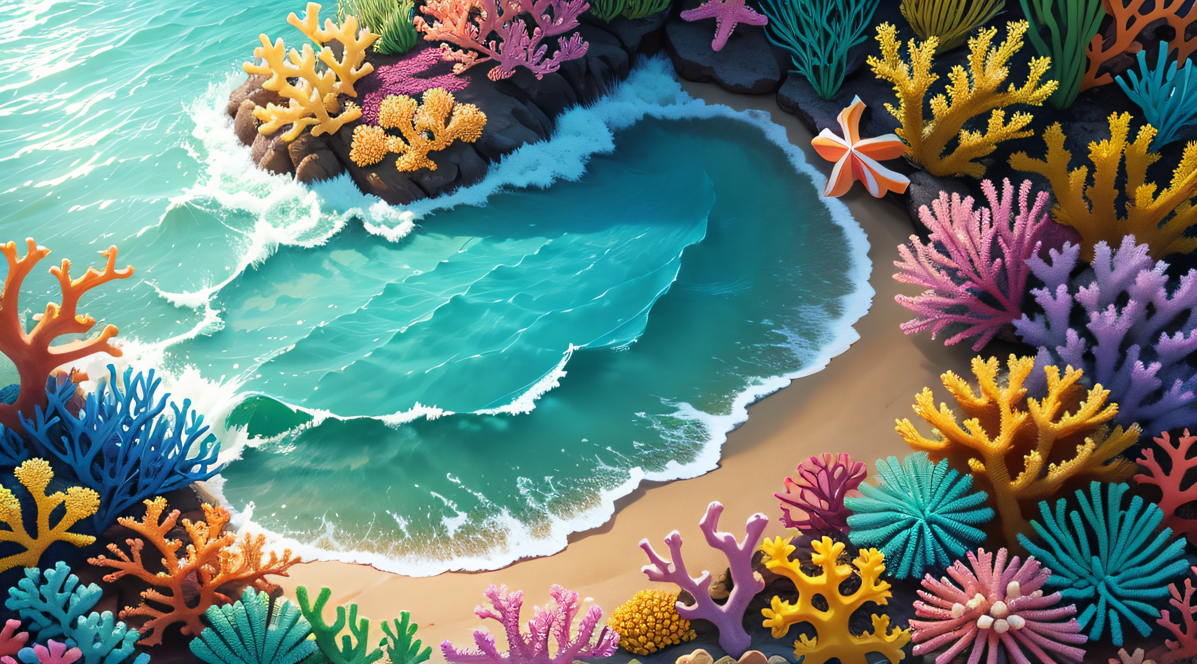 papel de parede fundo do mar, coral ,peixes, cores vivas --auto