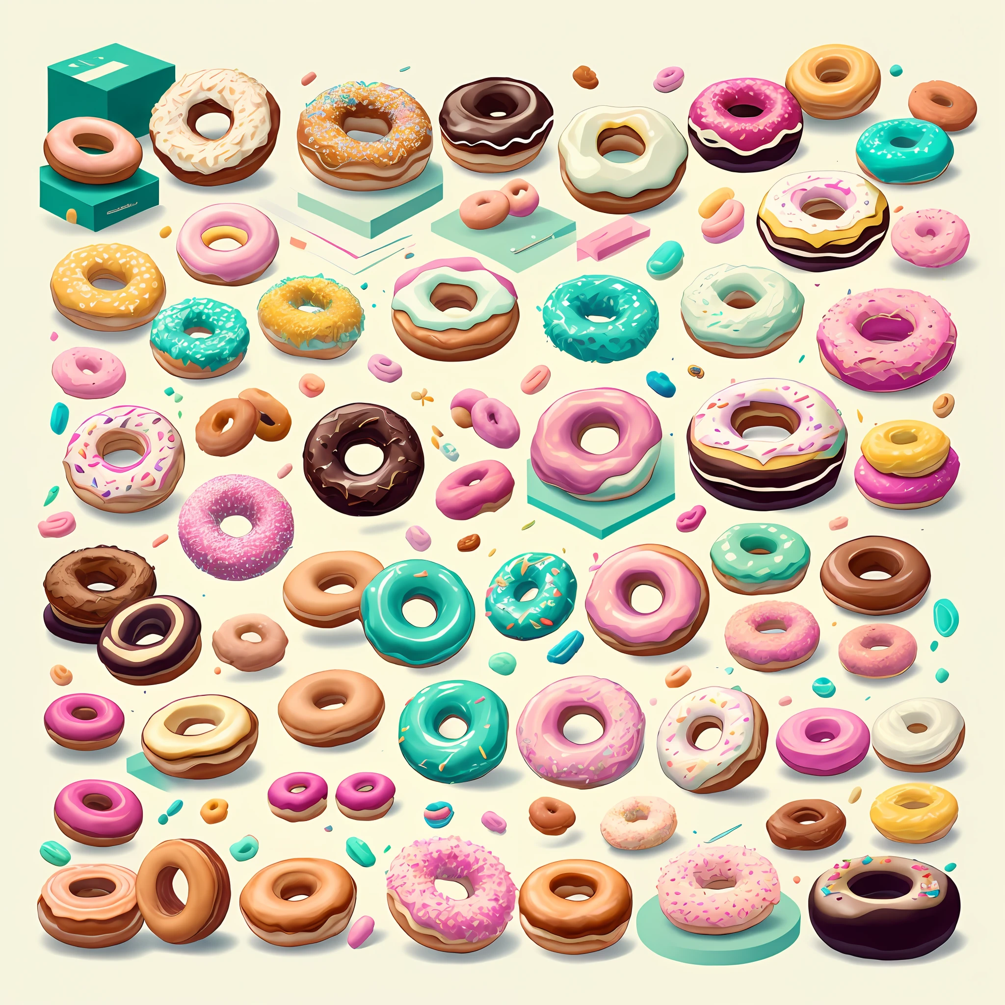 stickers, adesivos, logotipo de loja de doces, bala, donuts, bolos, LOGOTIPO E TIPOGRAFIA, fundo branco, sem fundo, fundo simples, minimalista, bonito, cor pastel, estilo vetorial, sem gradiente, bottomless adhesive printing --auto