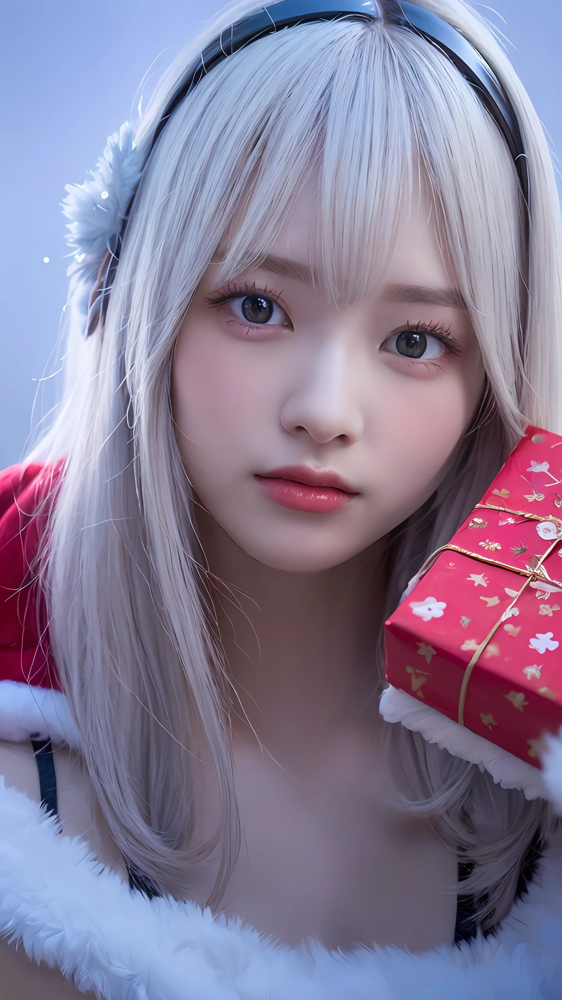 ((Best quality, 8k, Masterpiece: 1.3)), character miya Mobile Legends: Bang Bang , Sharp focus: 1.2, Cute beautiful woman with perfect body: 1.4, Highly detailed face and skin texture, natural skin without makeup, Detailed eyes, Christmas, eye focus target, realistic, ultra detail