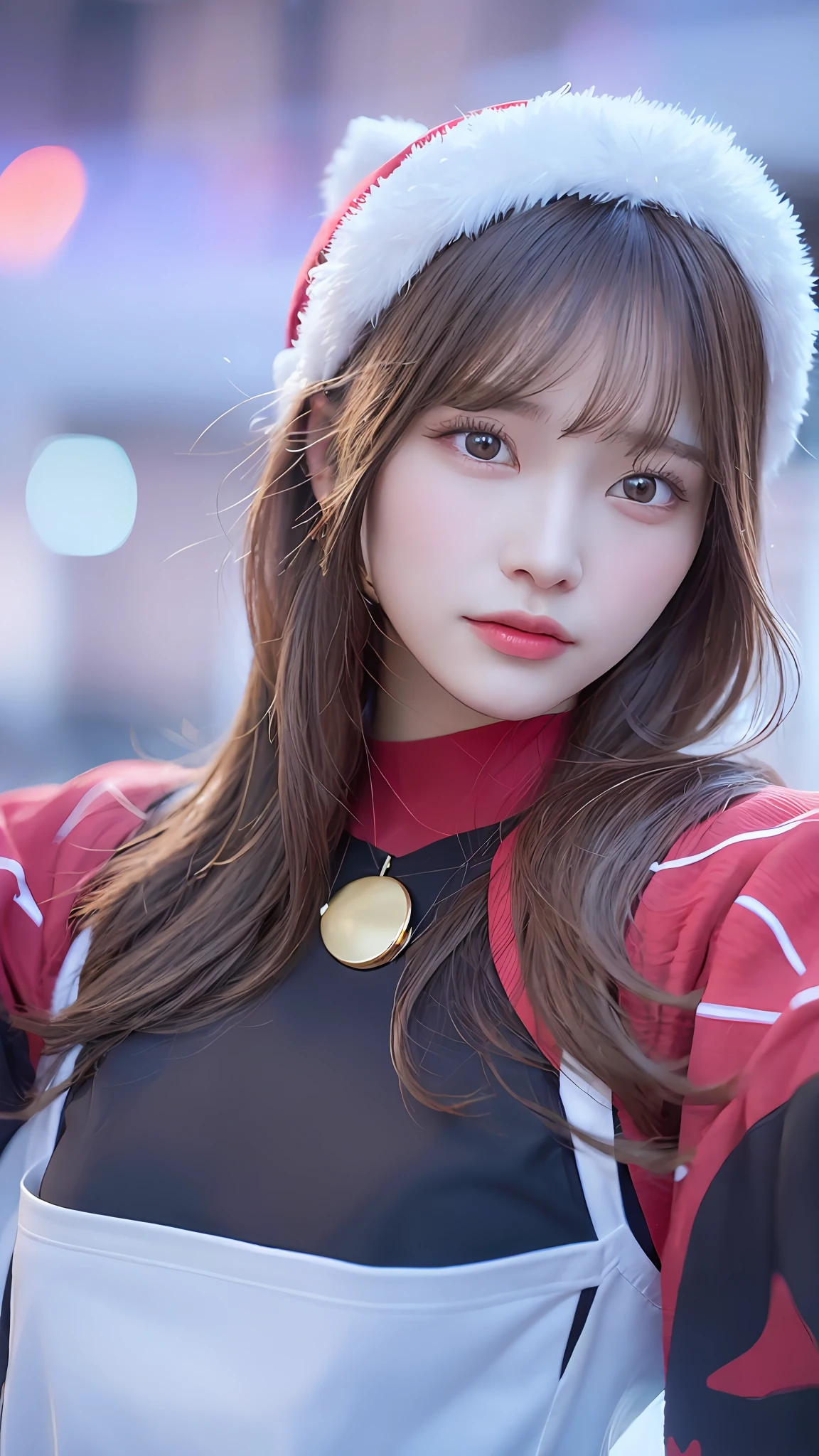 ((Best quality, 8k, Masterpiece: 1.3)), character miya Mobile Legends: Bang Bang , Sharp focus: 1.2, Cute beautiful woman with perfect body: 1.4, Highly detailed face and skin texture, natural skin without makeup, Detailed eyes, Christmas, eye focus target, realistic, ultra detail