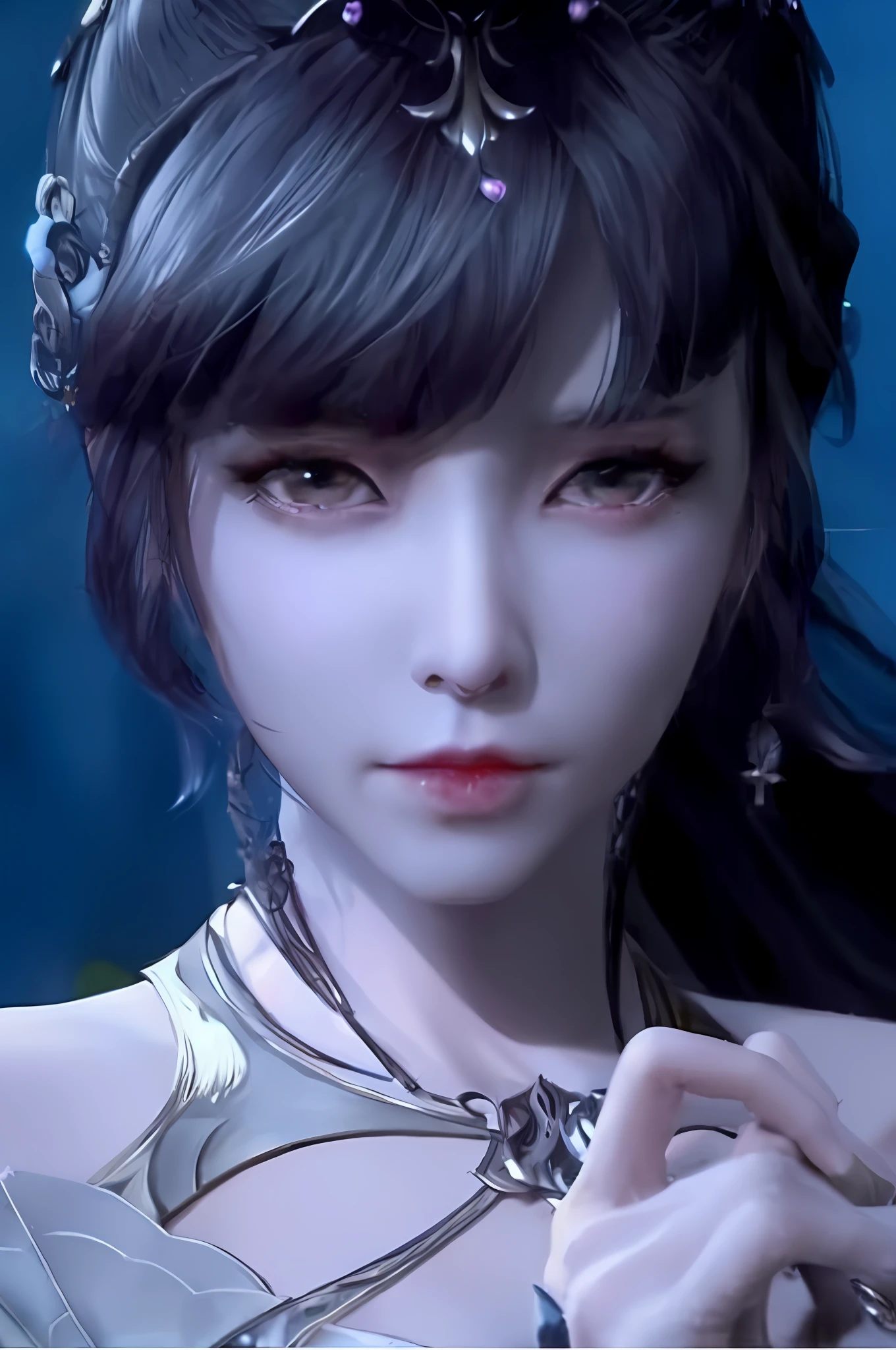 a close up of a woman with a necklace and a necklace, inspired by Li Mei-shu, xianxia fantasy, ((a beautiful fantasy empress)), a beautiful fantasy empress, inspired by Qiu Ying, loong, ruan jia and artgerm, artgerm ; 3d unreal engine, inspired by Lan Ying, guweiz, by Yang J