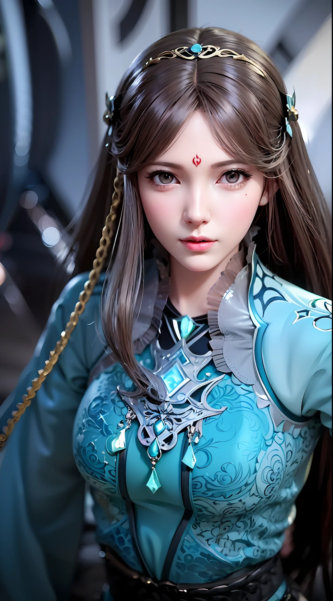 a close up of a woman with long hair wearing a blue dress, game cg, artgerm ; 3d unreal engine, stunning character art, 2. 5 d cgi anime fantasy artwork, hyperdetailed fantasy character, inspired by Li Mei-shu, epic exquisite character art, smooth anime cg art, beautiful character painting, beautiful digital artwork